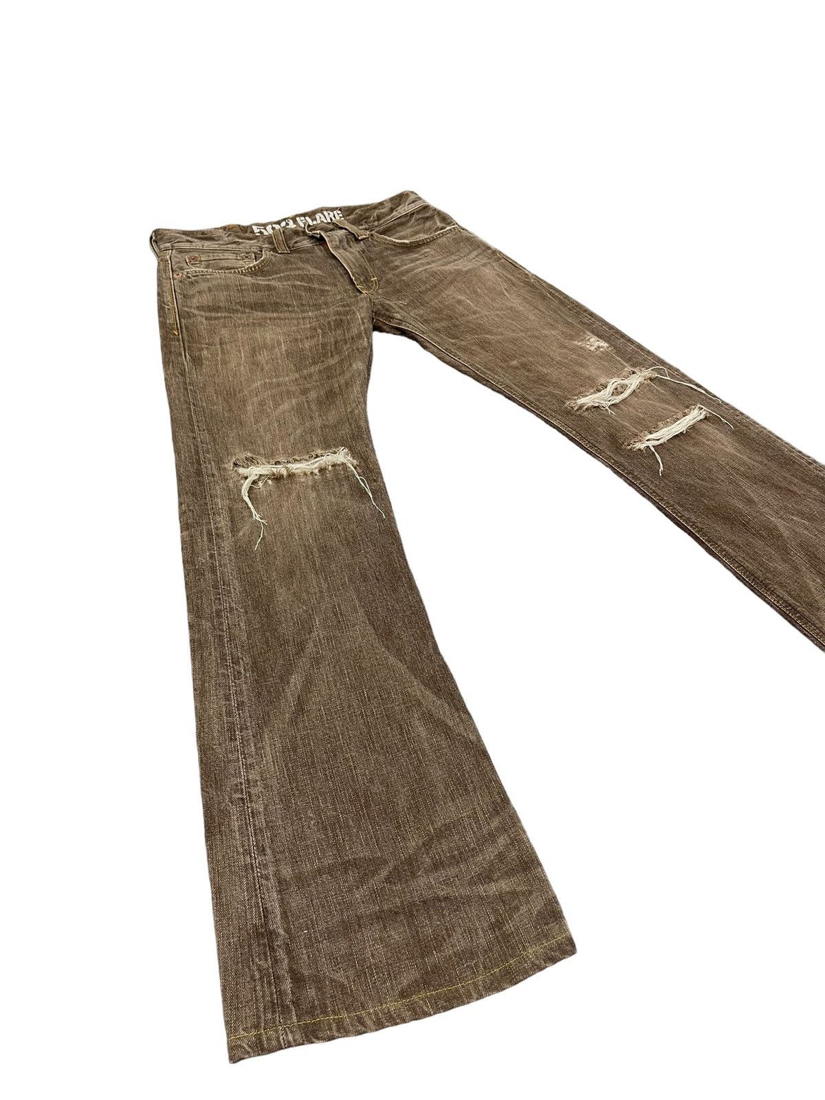 Edwin Flare Jeans Edwin Japan Faded Distress Boot Cut 7🟦7 Size US 31 - 1 Thumbnail