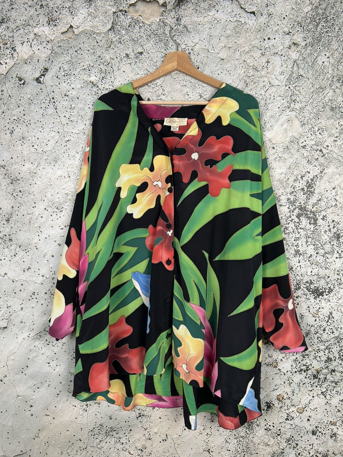 Other Vintage Silk Shirt Floral 90s Archival Grunge Punk Skate Size US XL / EU 56 / 4 - 1 Thumbnail