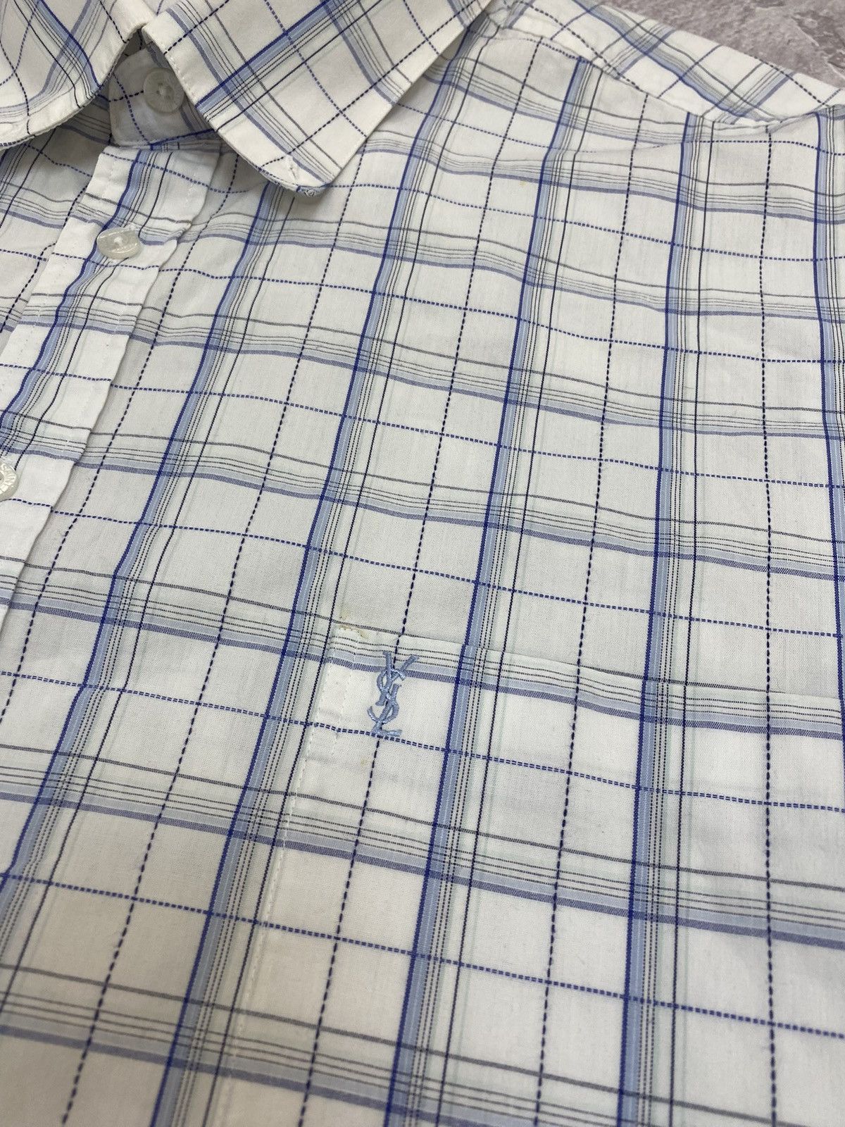 Yves Saint Laurent Vintage YSL Long Sleeve Checkered Tennis Shirt Short Sleeve Size US XL / EU 56 / 4 - 4 Thumbnail