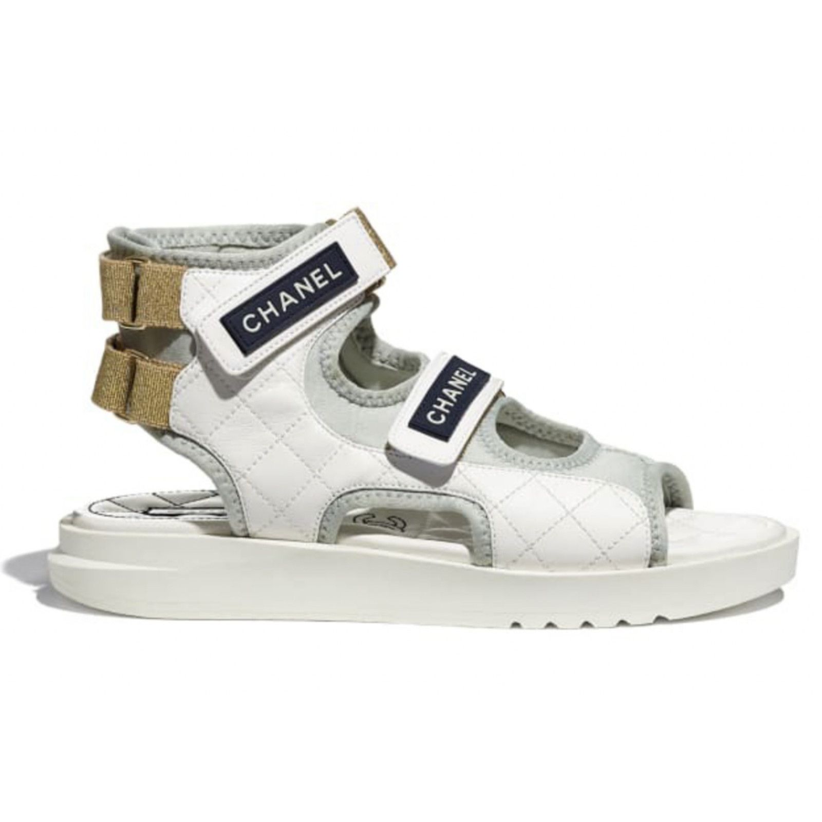 Chanel Chanel 21P White Grey Cocomark CC Logo Mule Slide Flat Size US 6 / IT 36 - 1 Thumbnail