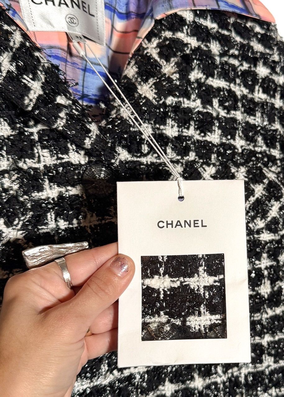 Chanel Chanel SS20 Runway Black White Tweed Pink Accent Coat Size M / US 6-8 / IT 42-44 - 10 Thumbnail