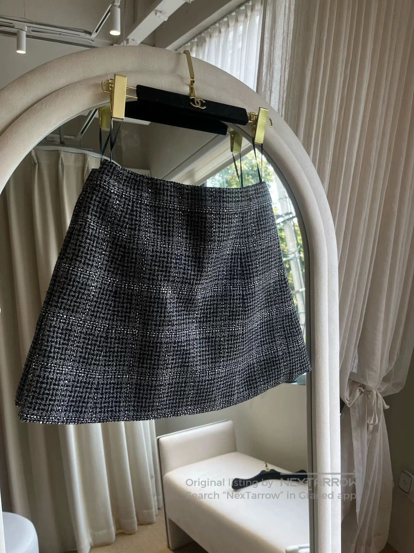 Chanel Chanel 24A Black White Gray Plaid Skirt. Size US 34 / EU 50 - 1 Thumbnail