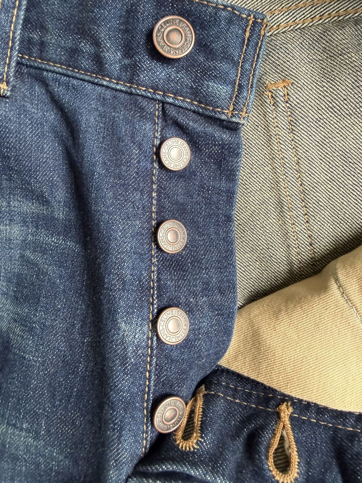 Celine Kurt Blowout Distressed Blue Marble Wash Denim Size US 29 - 7 Thumbnail