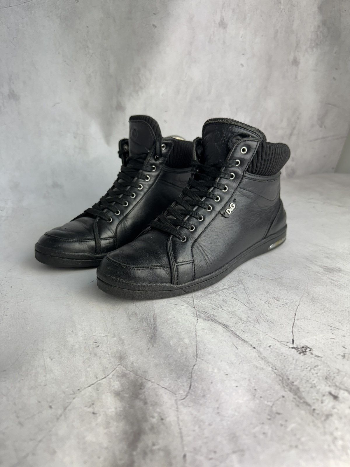 Dolce & Gabbana Mouse High Top Sneakers Black Leather