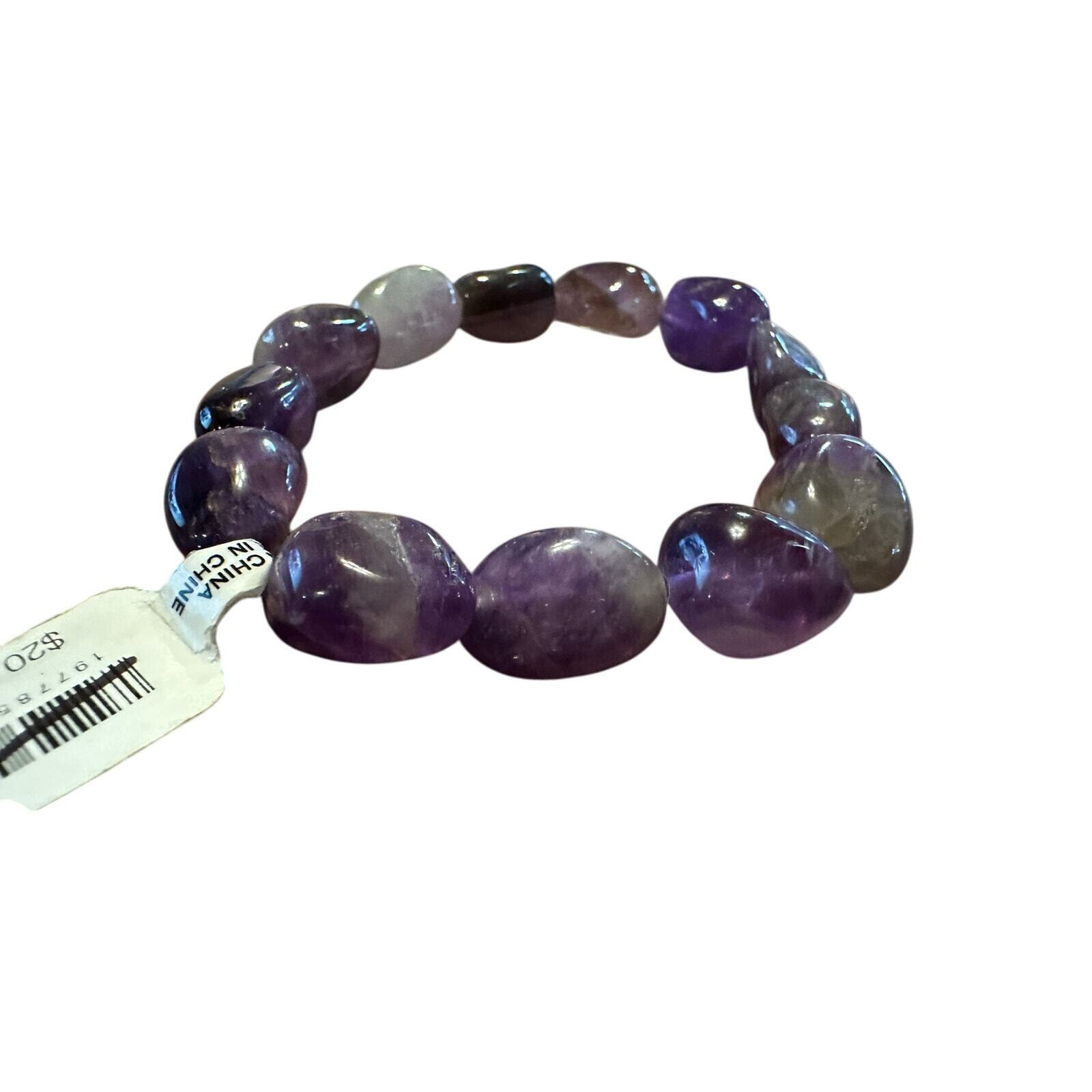 Free People Free People Ariana Ost Real Polished Amethyst Beaded Bracele Size ONE SIZE - 2 Thumbnail