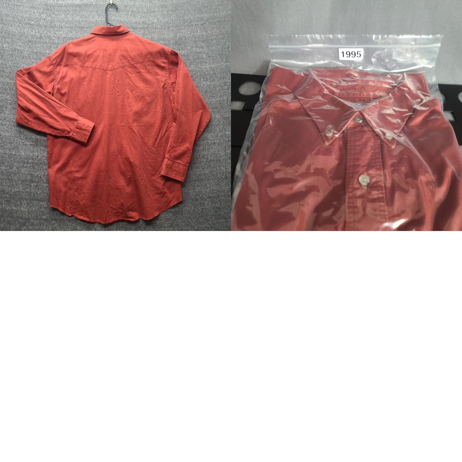 Wrangler VINTAGE Wrangler Shirt Mens L 16 1/2-34 Brushpopper X Long Tails Western Cowboy Button-Up Shirt Red Cotton Canvas Western Theme Mens Size US L / EU 52-54 / 3 - 8 Thumbnail