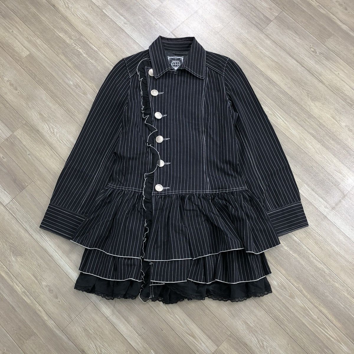 If Six Was Nine Algonquins Stripped Blazers Dress Punk Gothic Grunge Opium Size M / US 6-8 / IT 42-44 - 2 Thumbnail