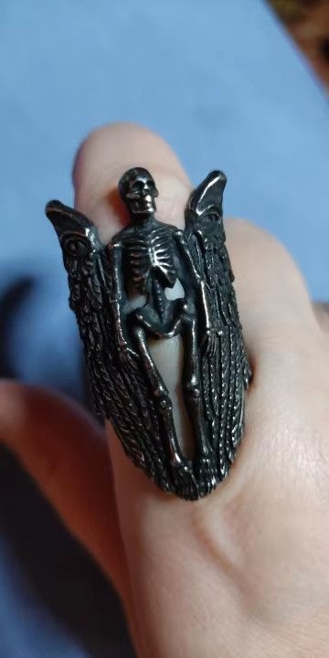 Jewelry Angel Wing Skull Ring Streetwear Jewelry Fashion Gift Size ONE SIZE - 2 Thumbnail