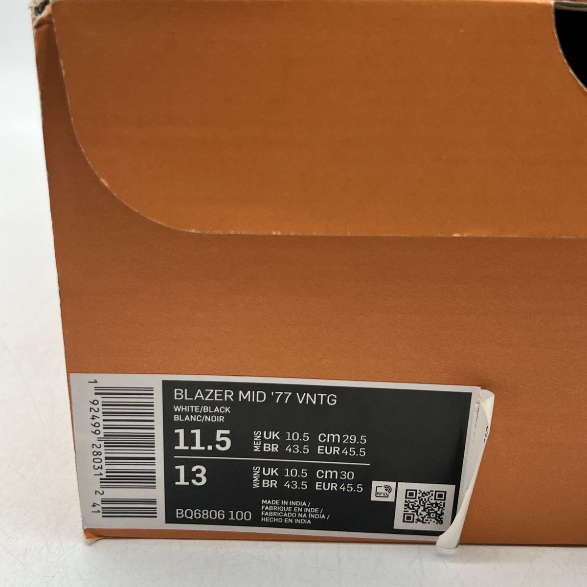 Nike Blazer mid 77 vintage white black Size US 11.5 / EU 44-45 - 6 Thumbnail