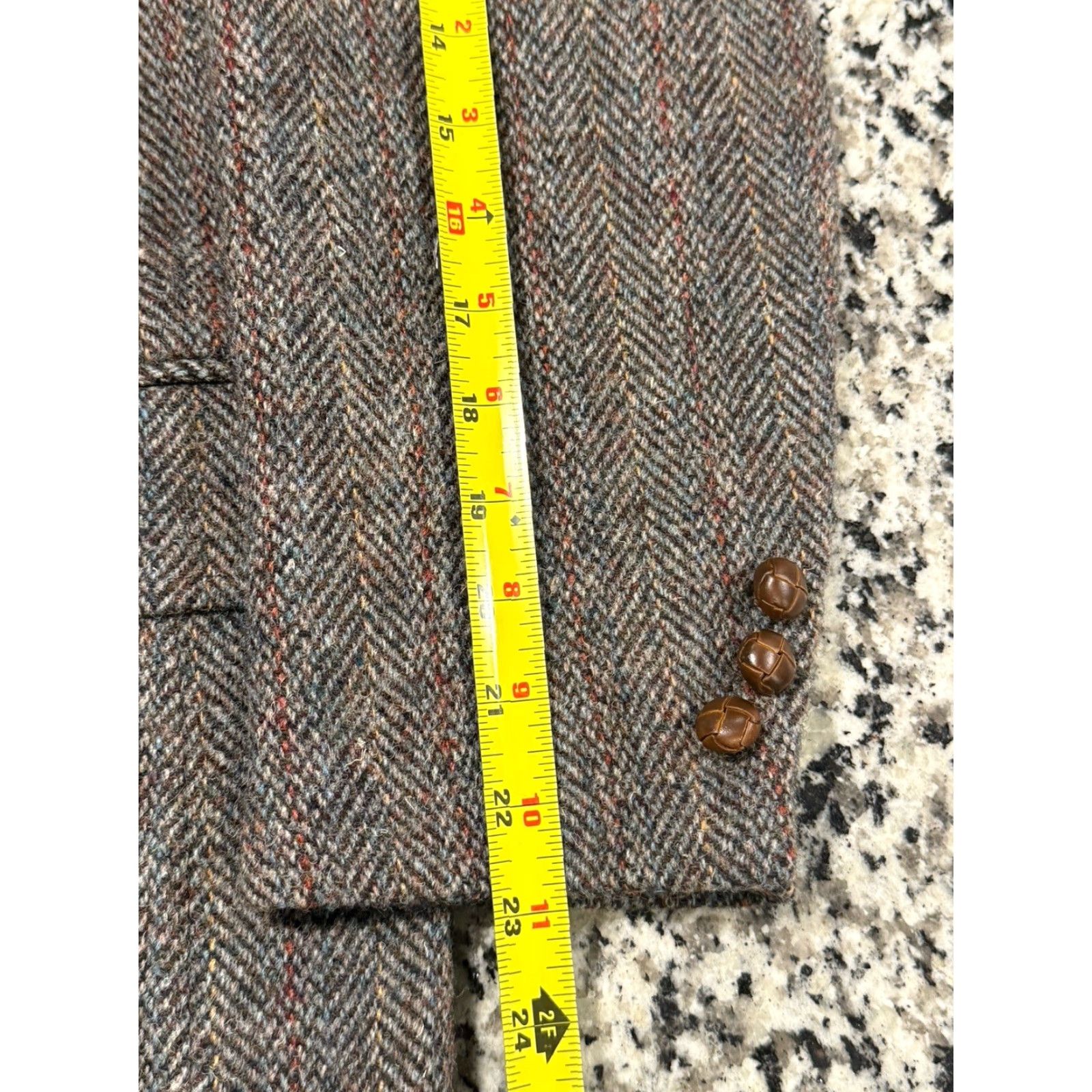 Harris Tweed Vintage Harris Tweed Blazer Sz 40 Brown Herringbone Scottish Wool Shriver Size 40R - 4 Thumbnail