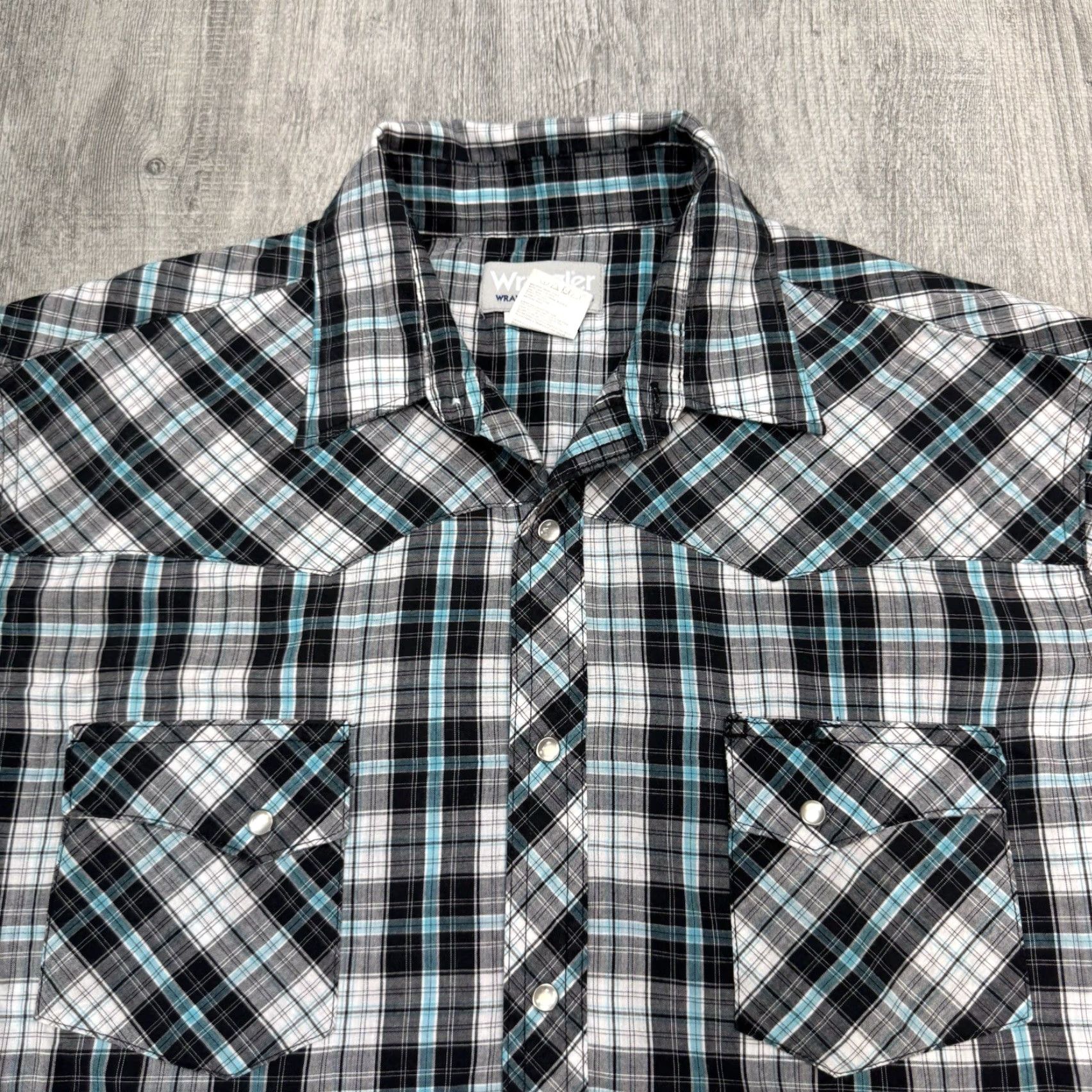 Wrangler Wrangler Wrancher Western Shirt Mens XL Blue Plaid Pearl Snap Cowboy Rodeo Rancher Shirt Size US XL / EU 56 / 4 - 2 Thumbnail