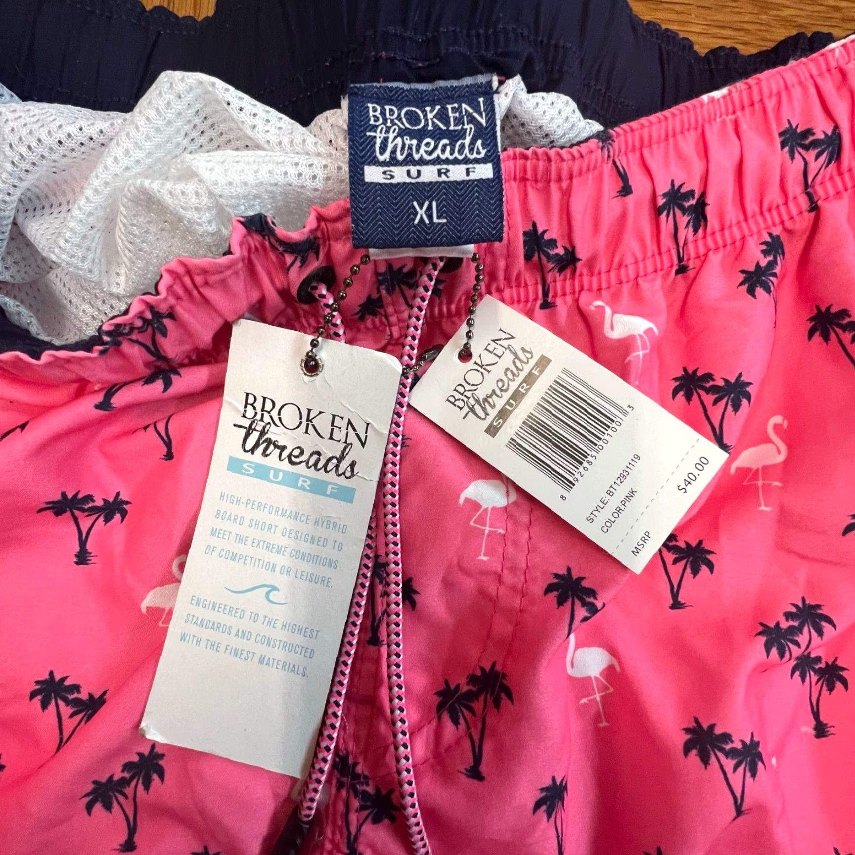 Vintage Broken Threads Surf Swim Trunks Adult XL Pink Flamingos Pockets Men Regular Size XL Pink Flamingos Surf Trunks 90s? Size US 36 / EU 52 - 6 Thumbnail