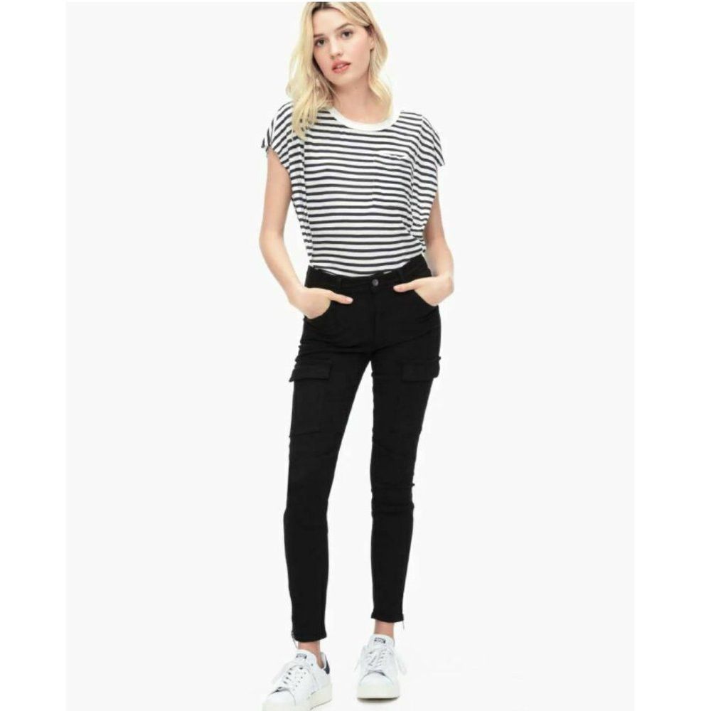 Splendid NWT New $158 Splendid Hunter Black Skinny Cargo Pants Jeans Size 31" - 4 Thumbnail