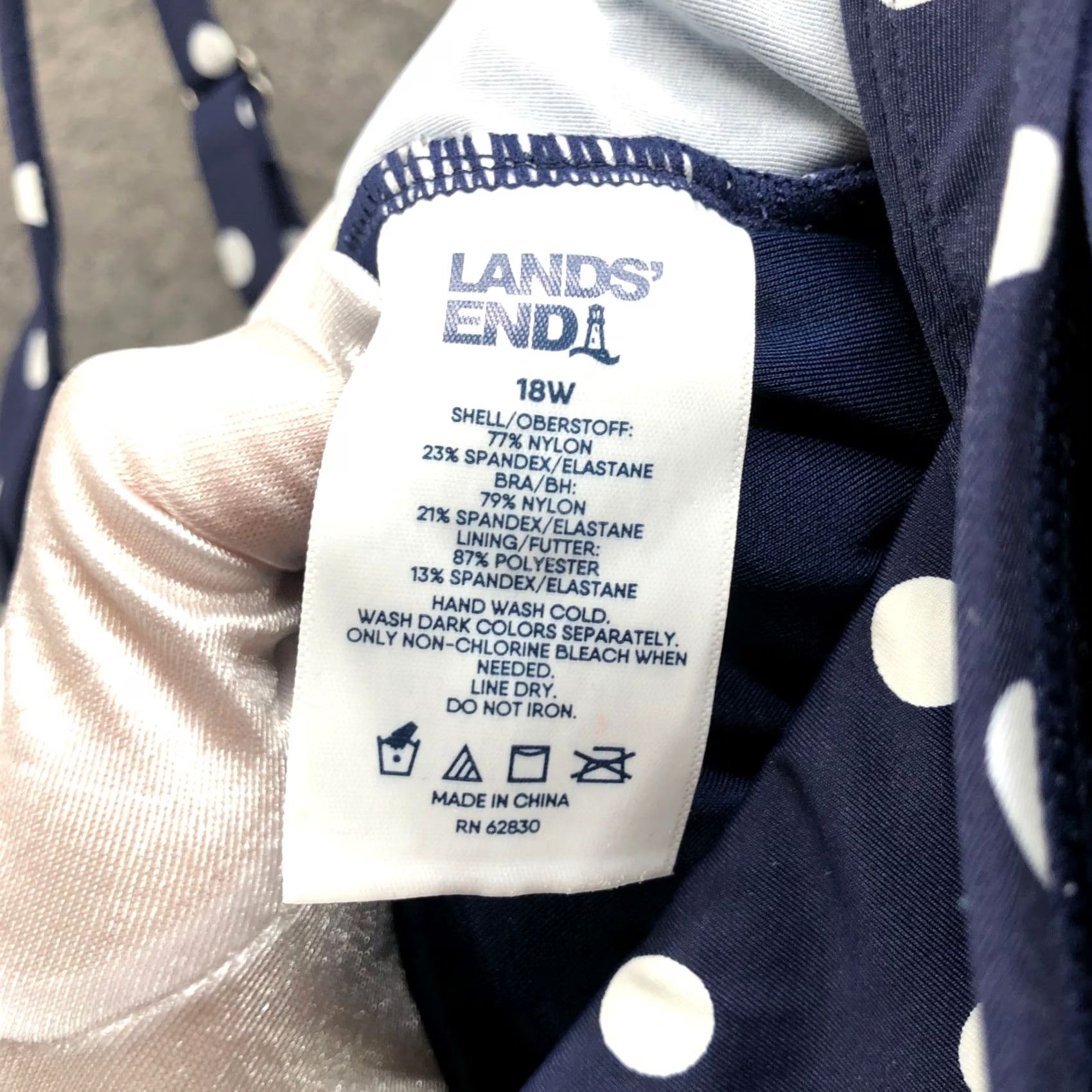 Lands' End Lands' End V-Neck Wrap Underwire Tankini Swim Top Womens 18W Blue White Polka Size XXL / US 16-18 / IT 52-54 - 3 Thumbnail