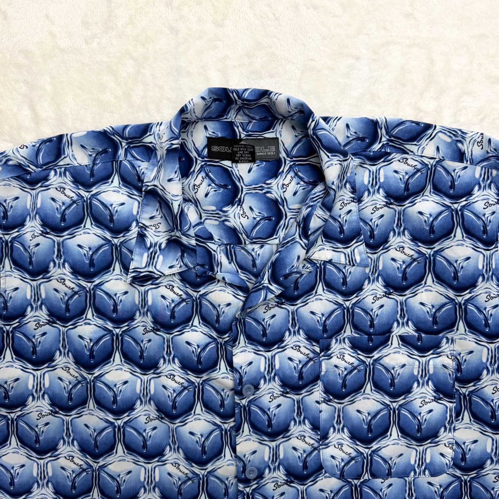 Southpole Southpole Shirt Mens Large Blue Geometric Short Sleeve Button Up Streetwear Size US L / EU 52-54 / 3 - 2 Thumbnail