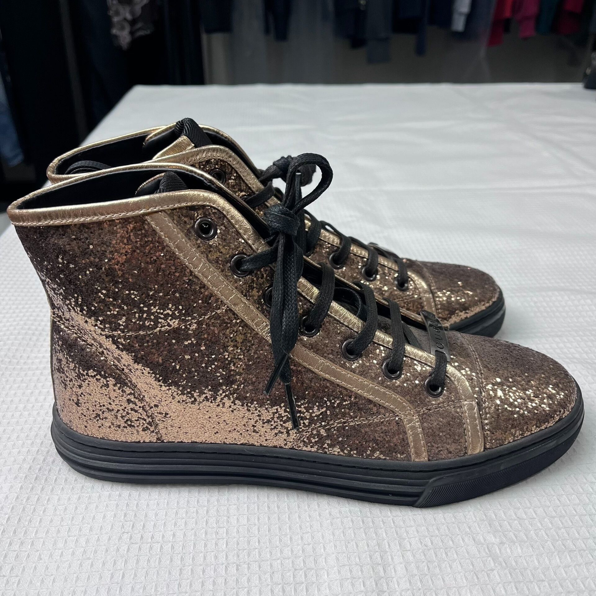Gucci Gucci Rose Gold High-Top Sneakers 37.5 Size US 6.5 / IT 36.5 - 1 Thumbnail