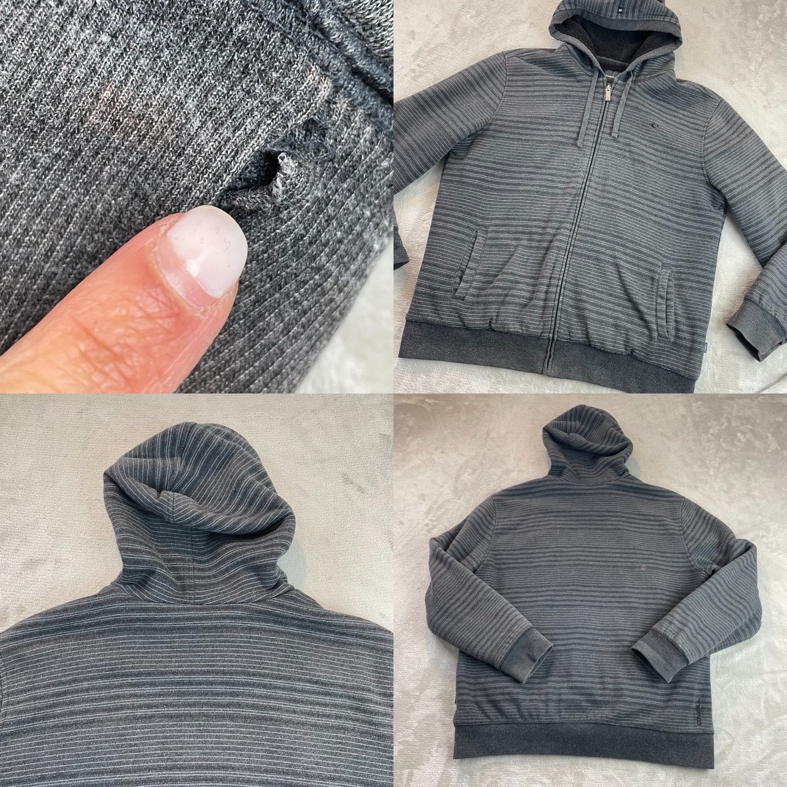 O'Neill VINTAGE O'Neill Hoodie Men XL Gray Full Zip Striped Sherpa Fleece Lined Y2K 90s Grunge Outdoor Logo Size US XL / EU 56 / 4 - 9 Thumbnail
