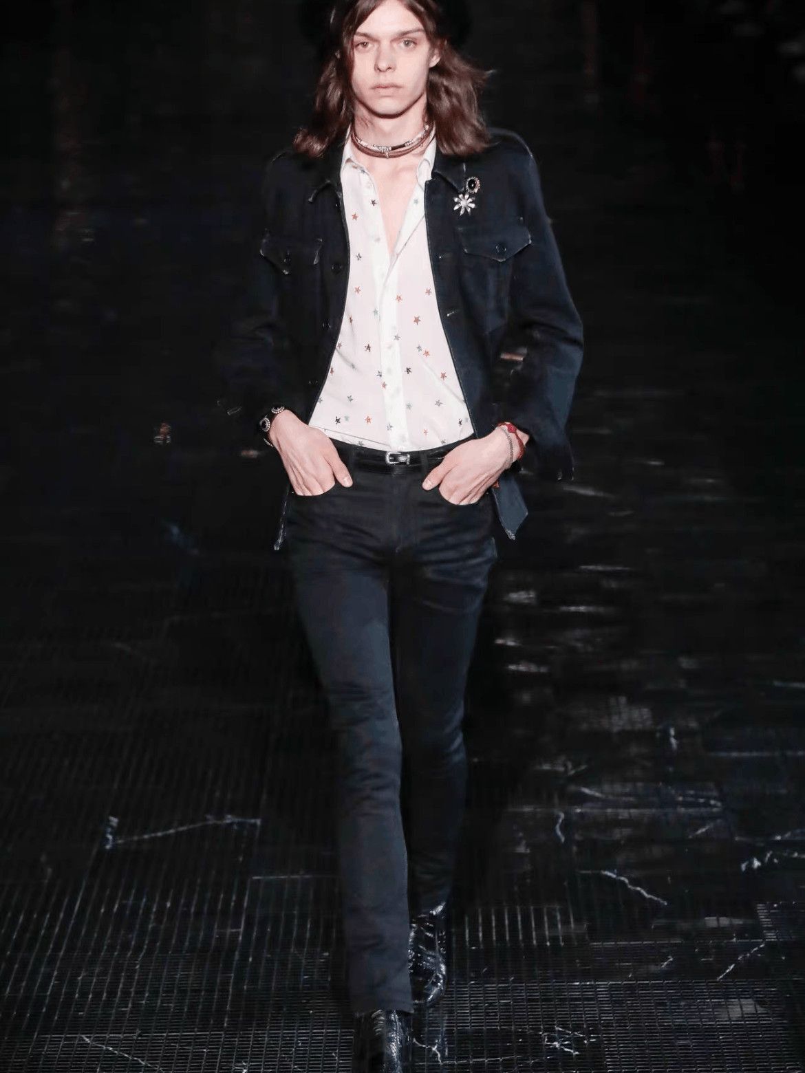 Saint Laurent Paris Sz 39 Saint Laurent Paris 19SS Runway Star Shirt-2508 Size US L / EU 52-54 / 3 - 8 Thumbnail