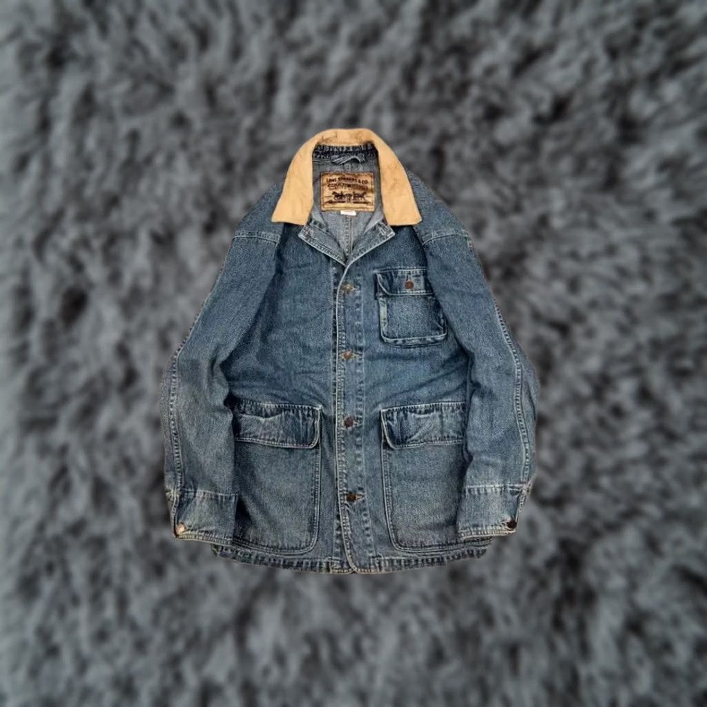 Levi's VINTAGE Levi's Coverall Denim Jacket XL Blue 90s Vintage Style Workwear Mens Jacket Size US 36 / EU 52 - 1 Thumbnail