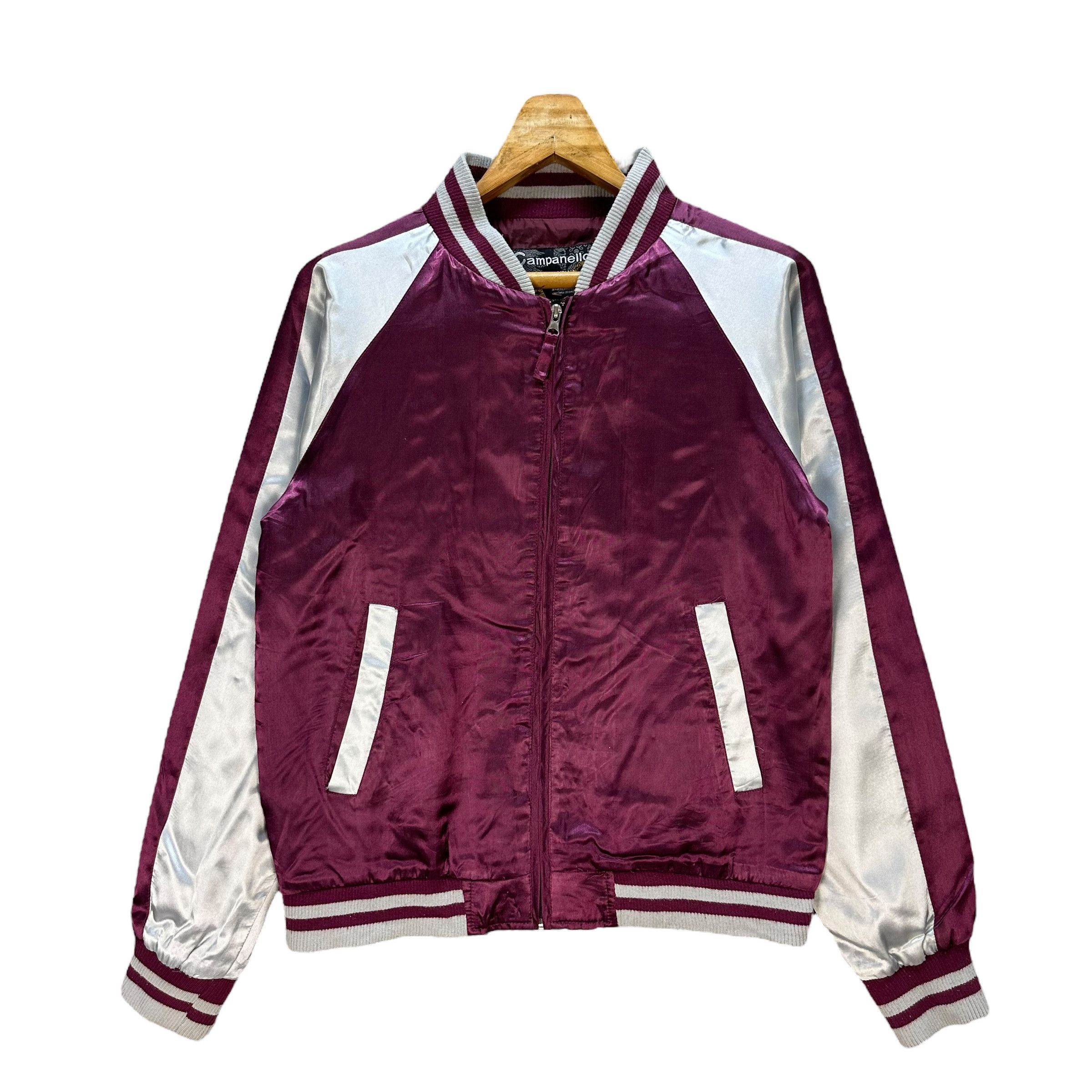 Japanese Brand CAMPANELLO Magenta Satin Sukajan Bomber Jacket #A39-0884 Size US L / EU 52-54 / 3 - 1 Thumbnail