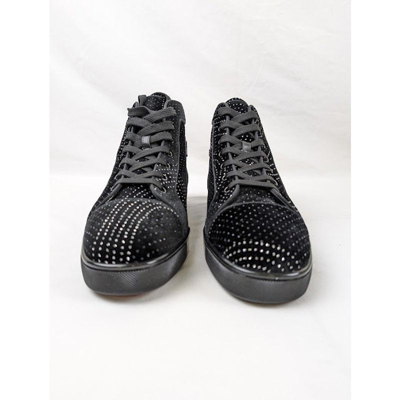 Christian Louboutin o1rshd1 Louis Orlato Flat Hi-Top Sneakers in Black/Silver Size US 12 / EU 45 - 7 Thumbnail