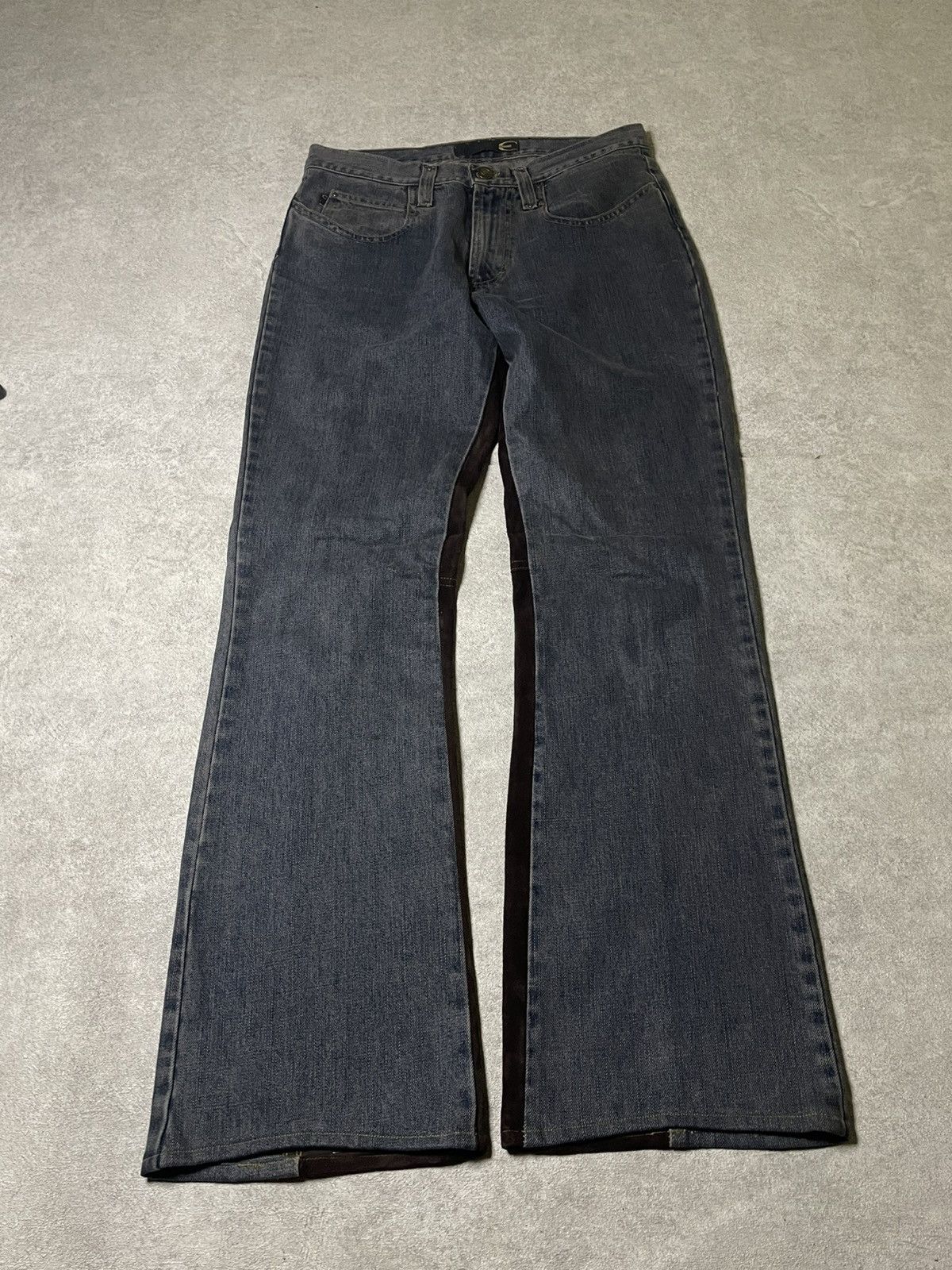 Roberto Cavalli AW2003 Cavalli Two Tone Hybrid Blue Leather Denim Jeans Size US 31 - 15 Thumbnail