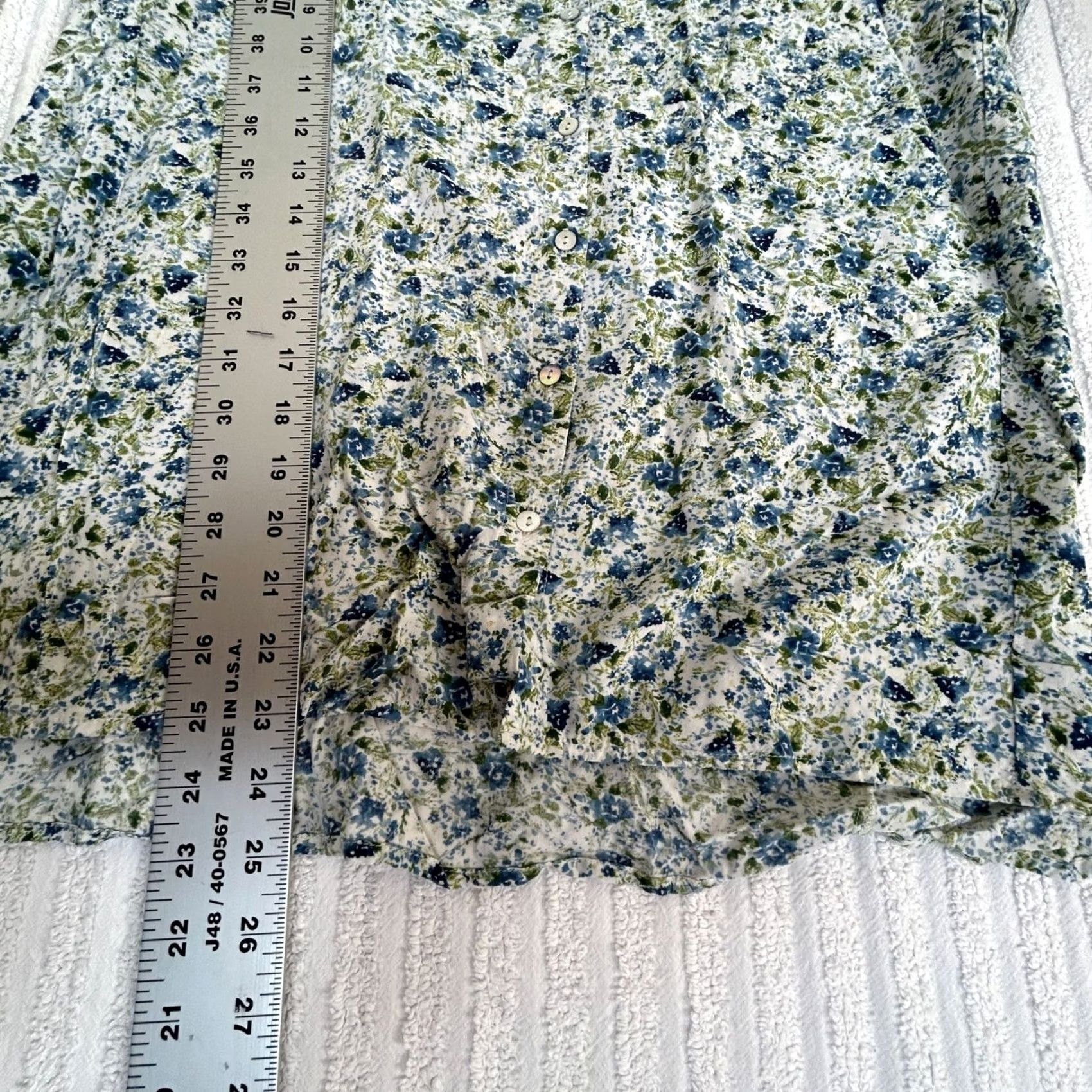 J. Jill J. Jill Womens Petite Floral Button-Up Shirt Blue & Green Long Sleeve Top Polo? Size M / US 6-8 / IT 42-44 - 8 Thumbnail