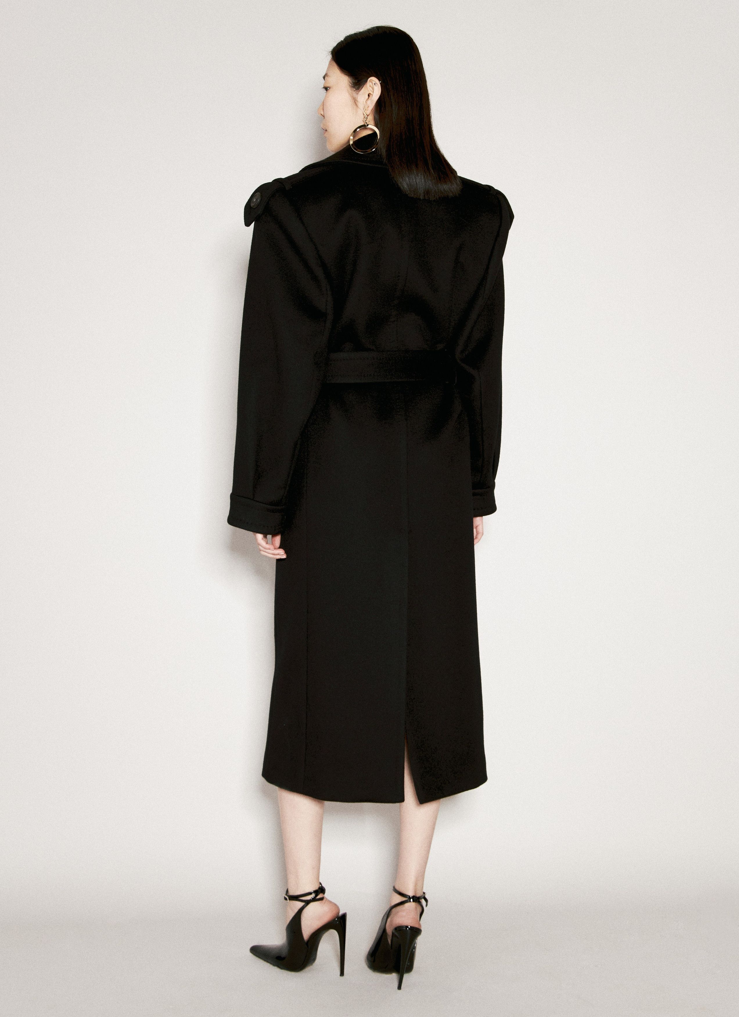 Saint Laurent Paris o1b1hav111025 Cashmere And Wool Belted Coat in Black Size S / US 4 / IT 40 - 3 Thumbnail
