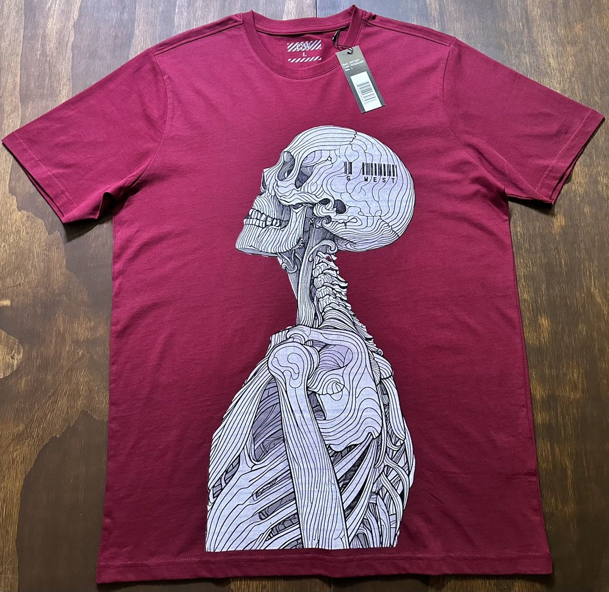 Other G-West Skeleton Streetwear T-Shirt ‘Burgundy’ Size US L / EU 52-54 / 3 - 1 Thumbnail