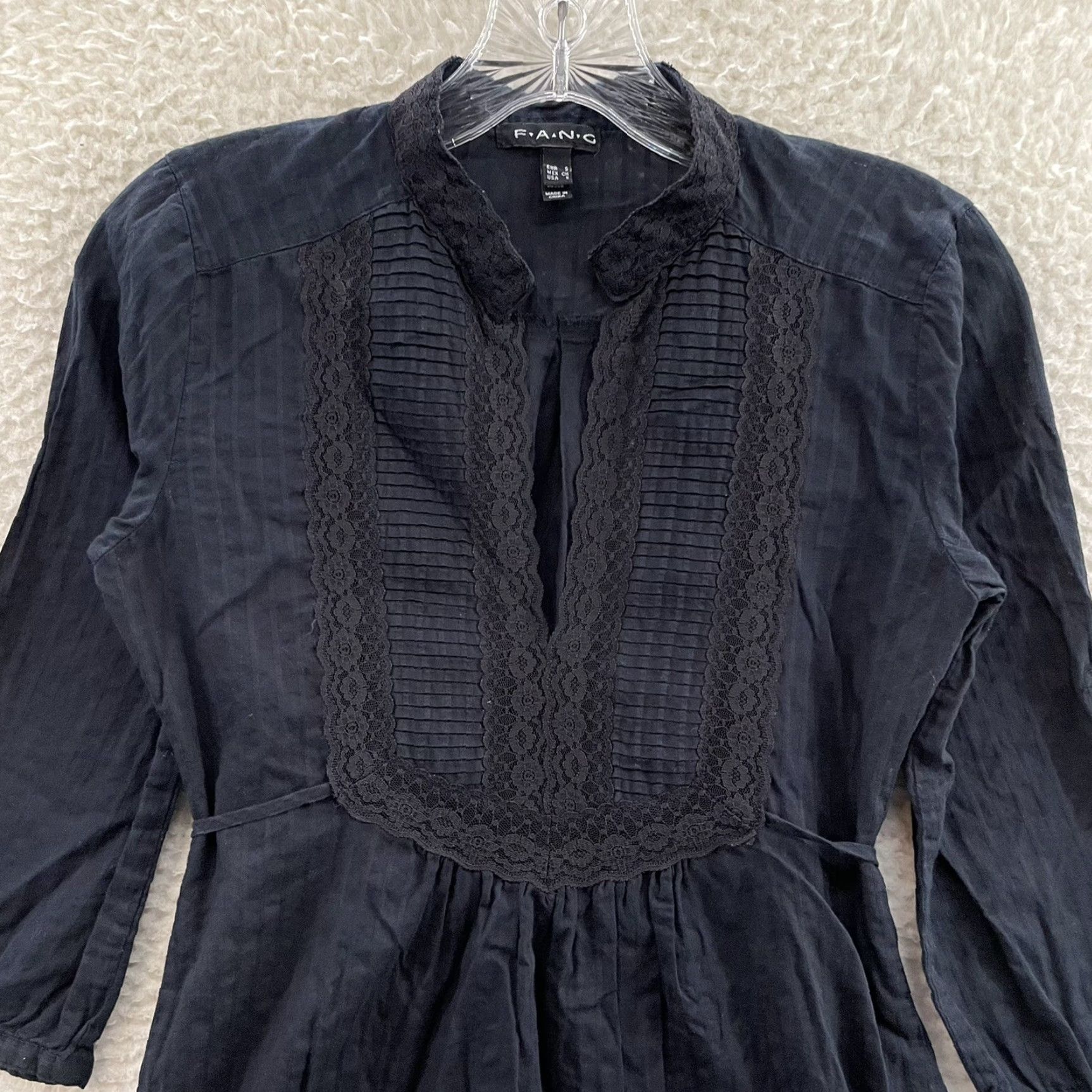 Vintage VINTAGE Y2K Top Blouse XS Small Black Goth Edwardian Whimsigoth Fairy Grunge Size XS / US 0-2 / IT 36-38 - 2 Thumbnail