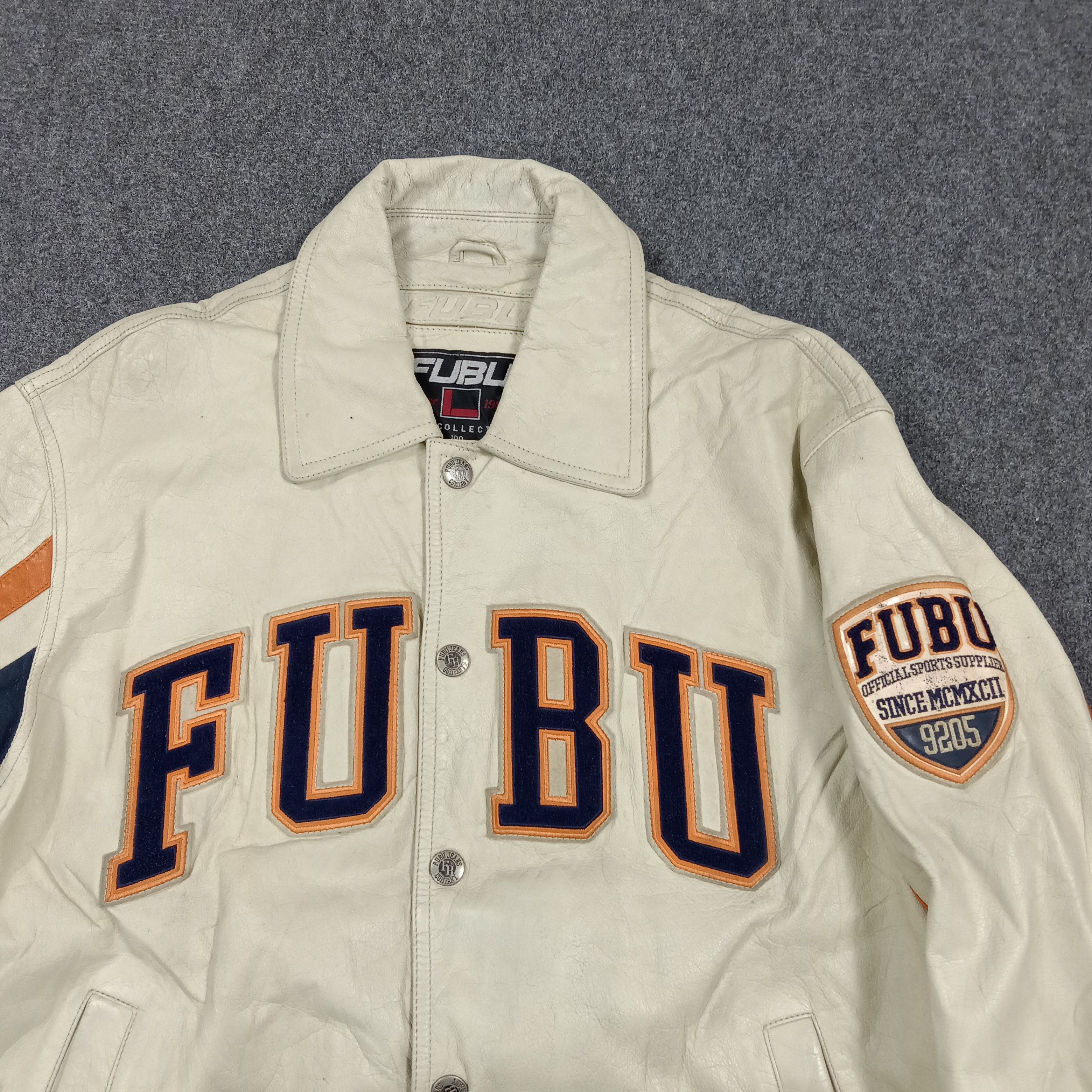 Fubu FUBU Full Leather Varsity Jacket 90's Hip Hop C286N4 Size US L / EU 52-54 / 3 - 2 Thumbnail
