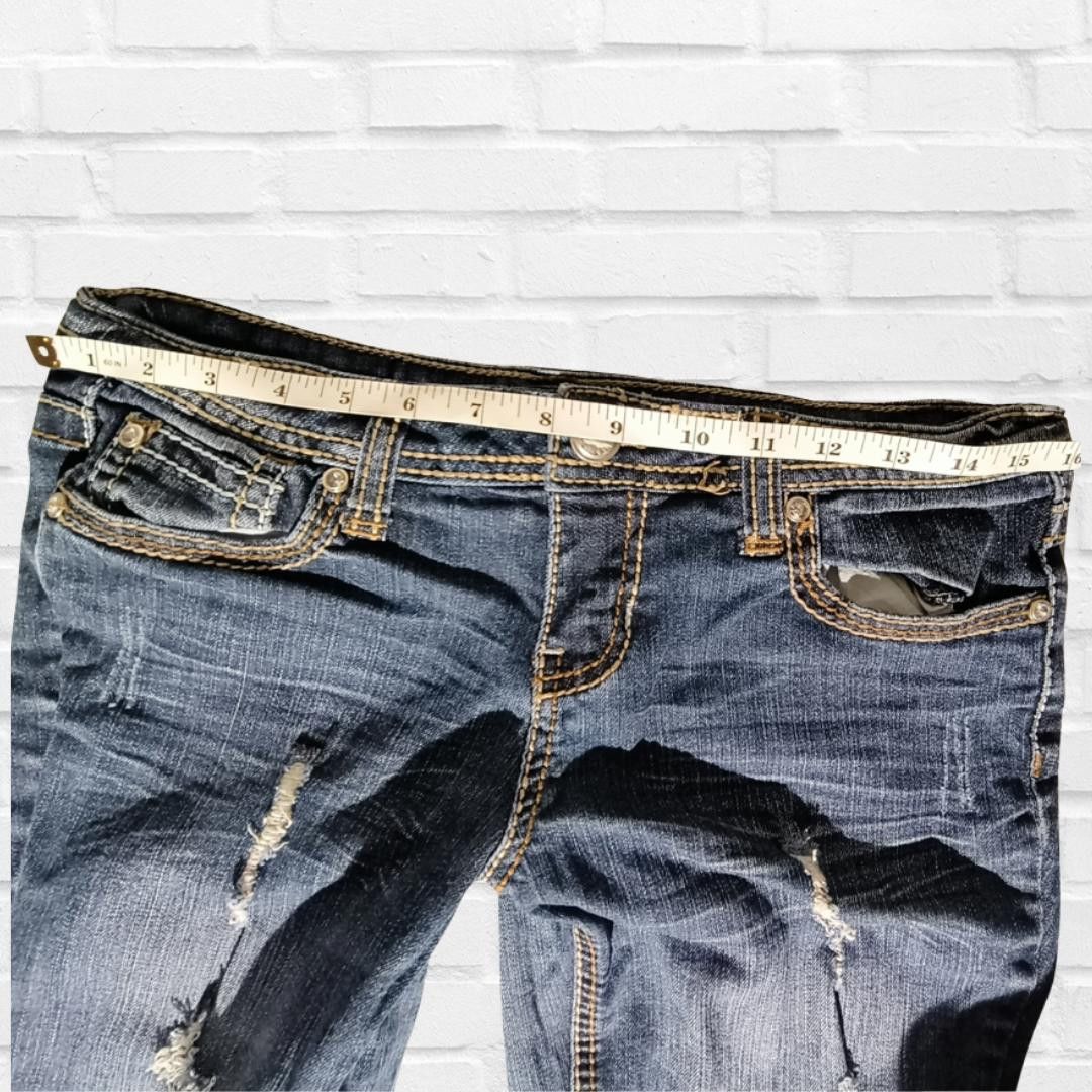 Designer Soundgirl Women's Distress Blue Embellished Jeans Size 9 Size 28" / US 6 / IT 42 - 11 Thumbnail