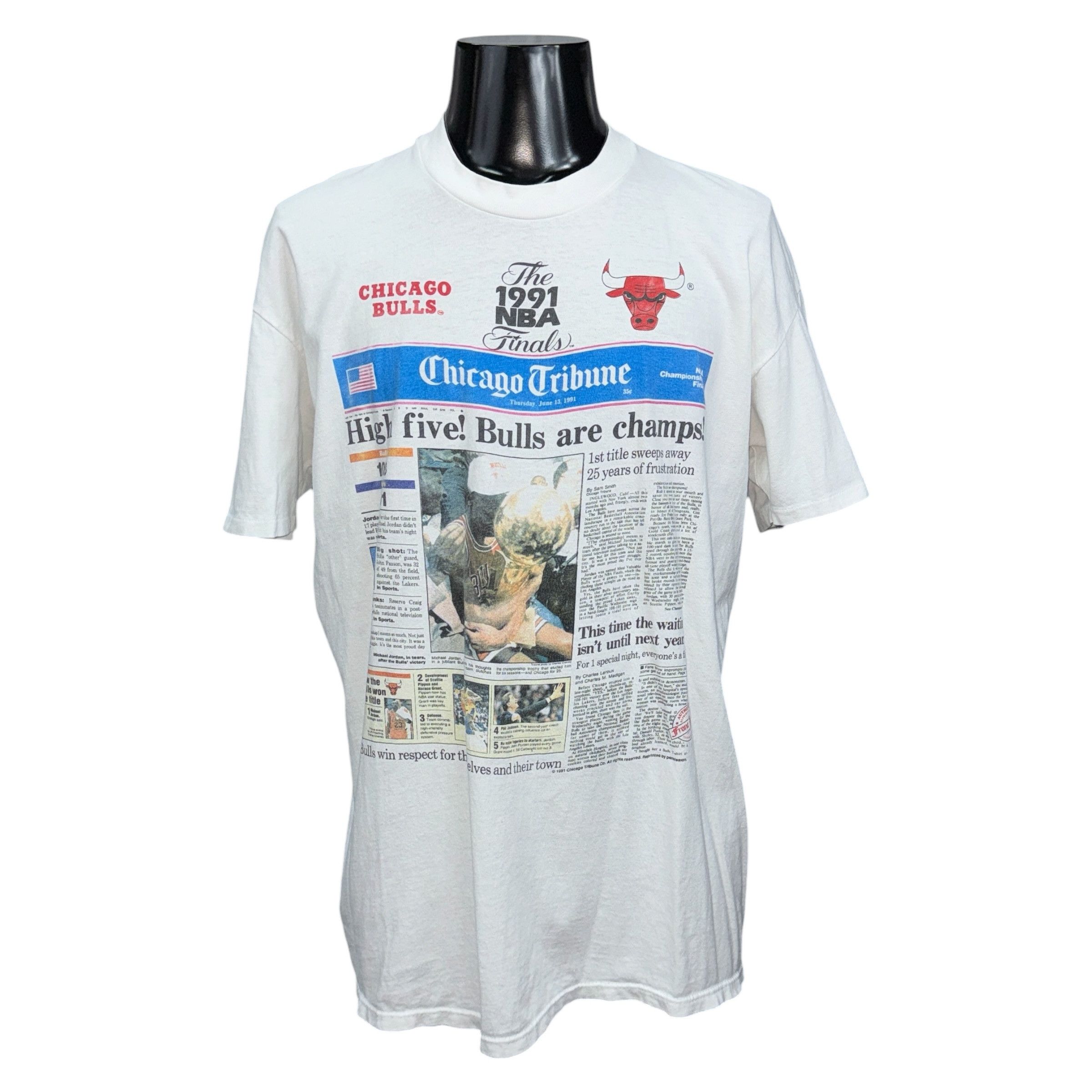 Jerzees × Vintage John Carroll Doyle Painting T Shirt Blue Chicago 