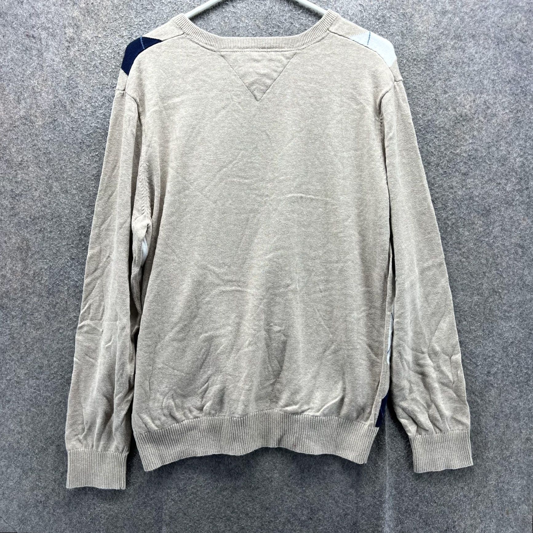 Tommy Hilfiger Tommy Hilfiger Sweater Mens L Beige Cotton V Neck Argyle Pullover Knit Logo Size US L / EU 52-54 / 3 - 2 Thumbnail