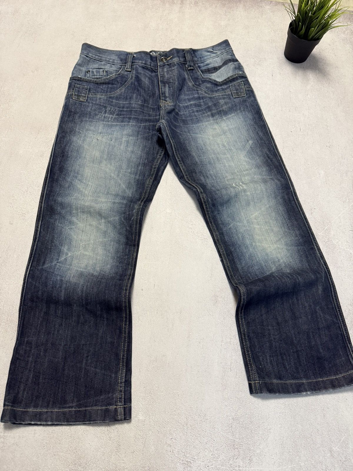 Japanese Brand SICK🚨 Japanese Straight Baggy Wash Denim Pants Y2K Rap 90s Size US 36 / EU 52 - 6 Thumbnail