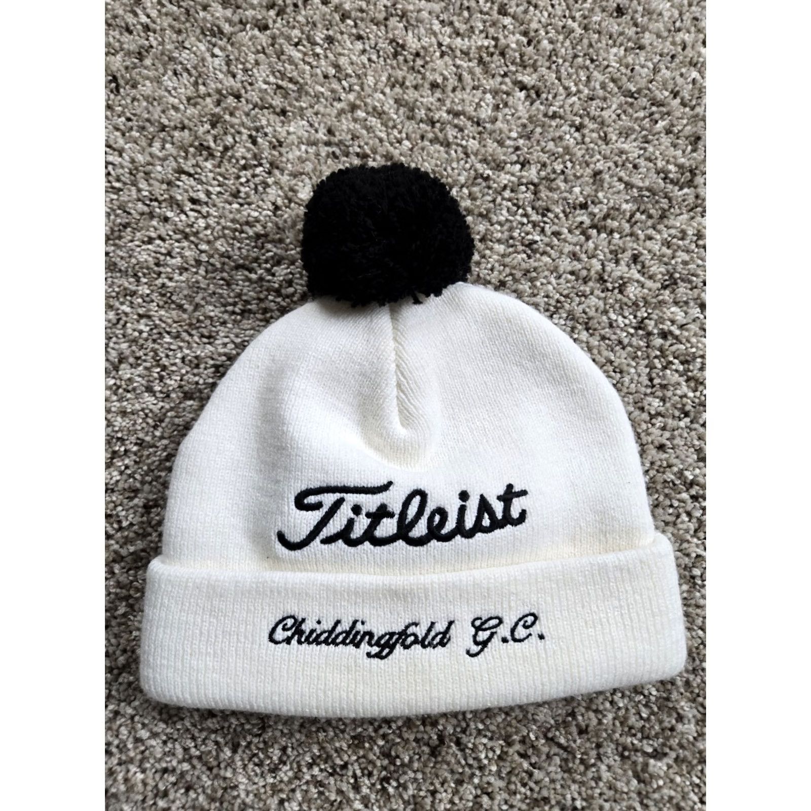 Titleist VINTAGE Titleist Beanie Hat White Pom Cuffed England Made Golf Men's One Size Knit Size ONE SIZE - 2 Thumbnail