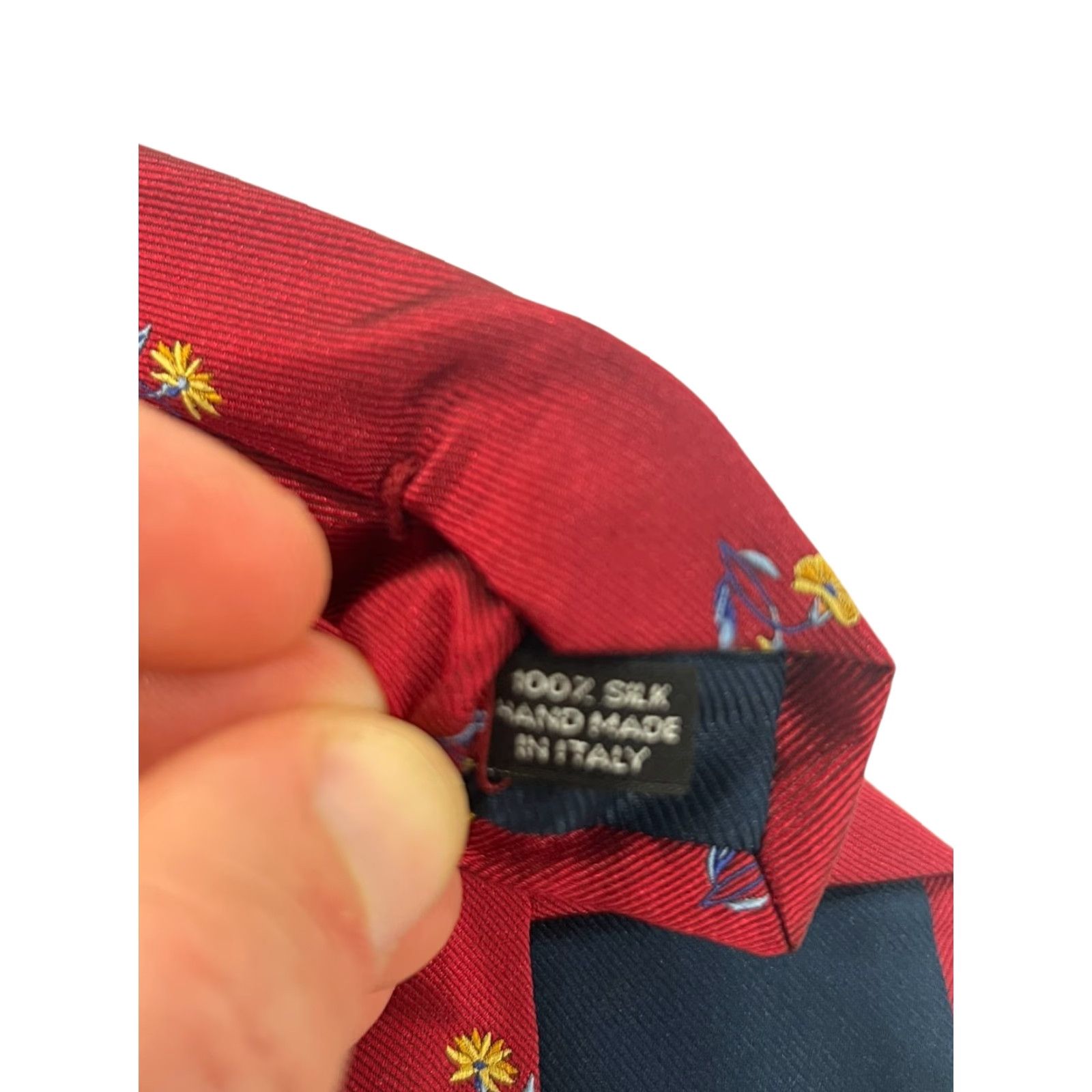 Vintage LOUIS DELL'OLIO Mens 100% Silk Red w/flowers Neck Tie Italy Silk Designer Flower Pattern Tie 58" Mens Size ONE SIZE - 5 Thumbnail