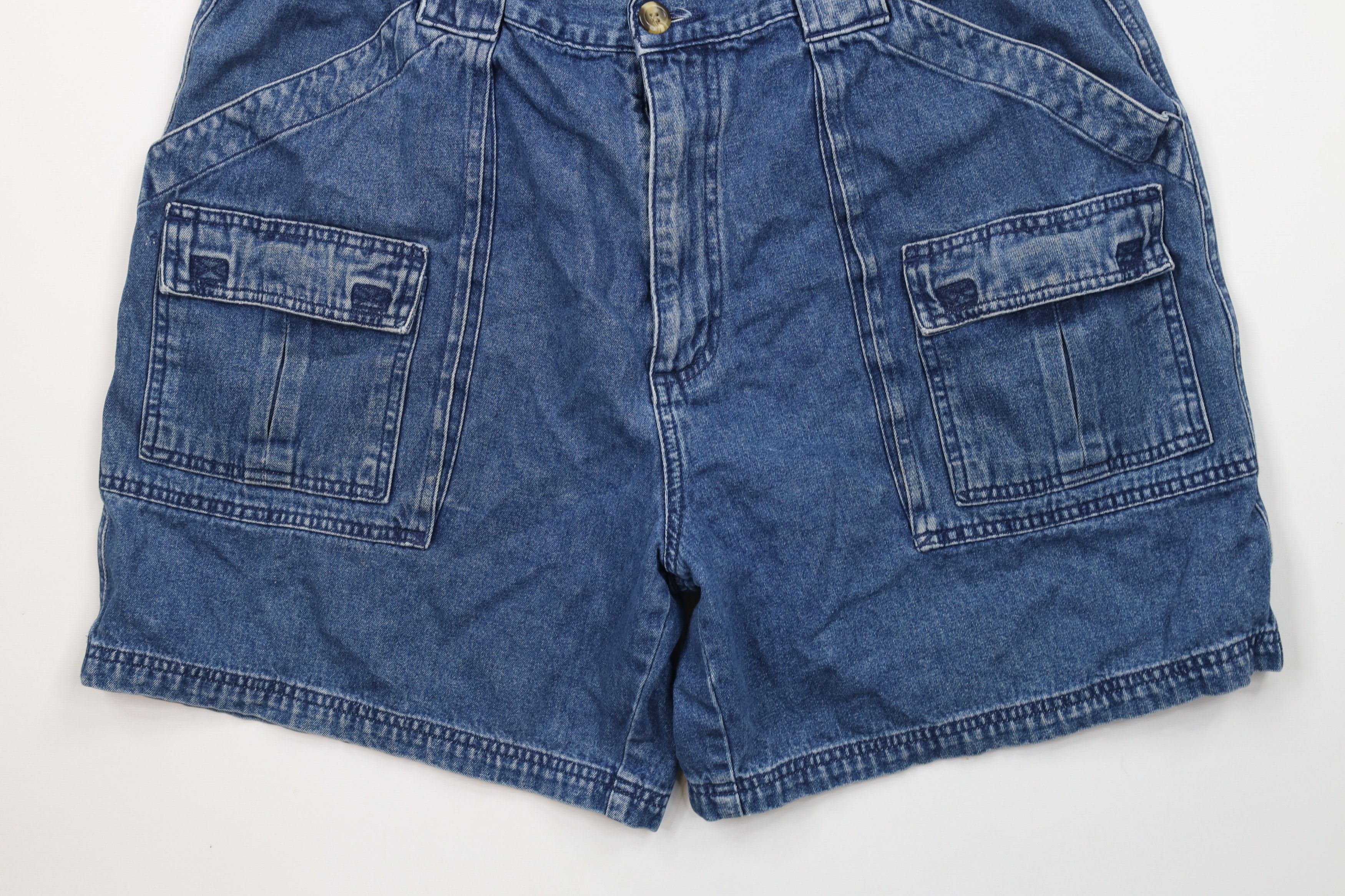 Vintage Vintage 90s Streetwear Above Knee Denim Cargo Shorts Jorts Size US 38 / EU 54 - 4 Thumbnail