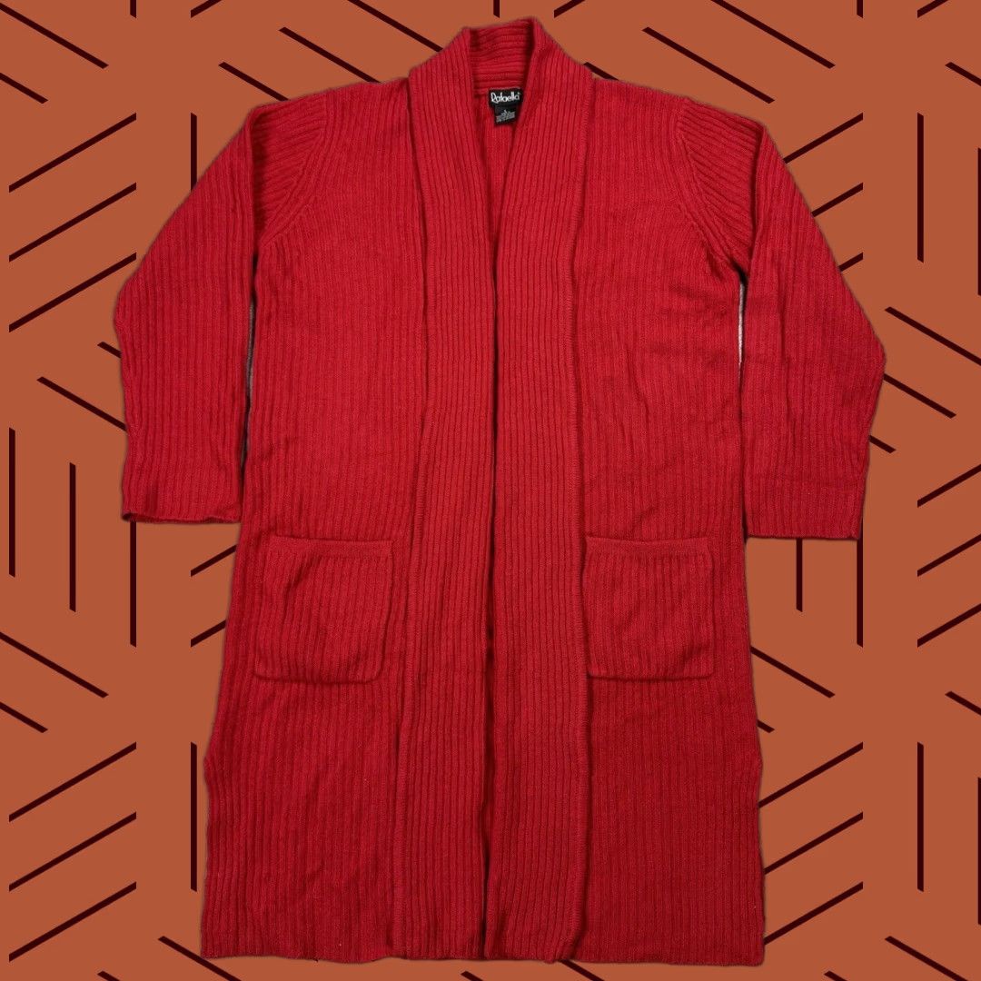 Vintage VINTAGE RAFAELLA OPEN FRONT RED RIBBED KNIT CARDIGAN SWEATER L WOMENS Size L / US 10 / IT 46 - 1 Thumbnail
