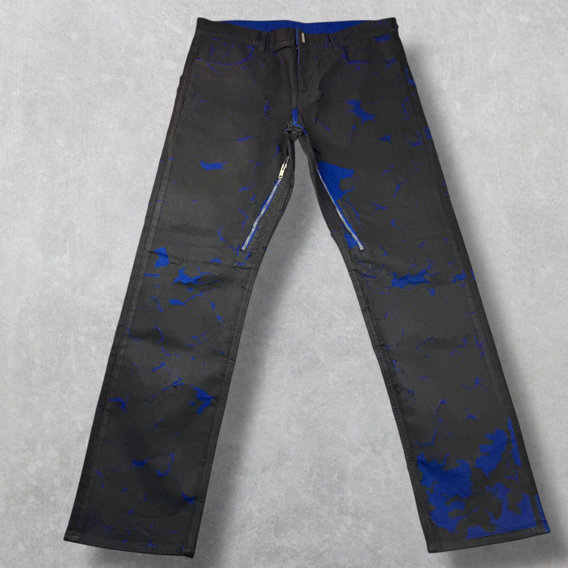 Givenchy A/W 2022 Givenchy Black Cracked Distressed Jeans 36 Size US 36 / EU 52 - 2 Thumbnail