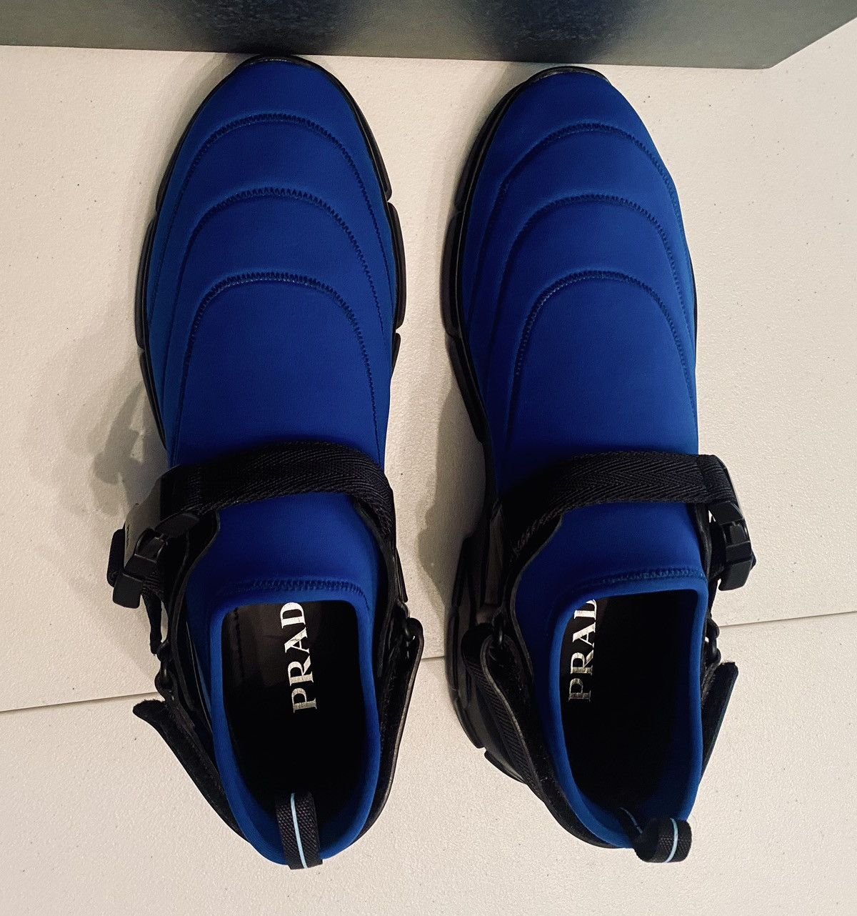 Prada Prada 🇮🇹 Bluette/Nero Neoprene 6 Metal Techno Sneakers 9 NEW Size US 9 / EU 42 - 11 Thumbnail