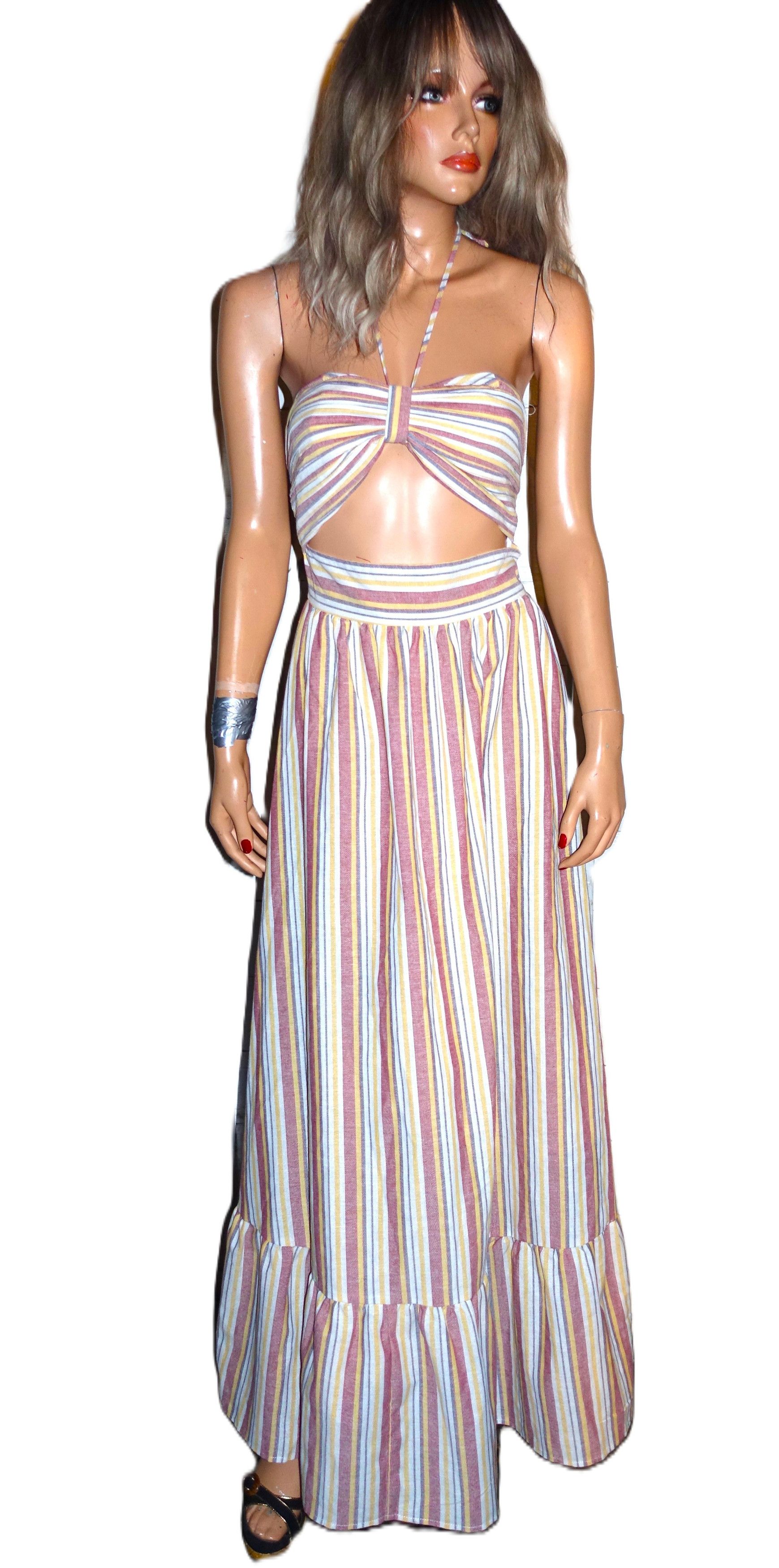 halter dress shein Halter Neck Flowy Maxi Dress – Charming Charlie main image 1