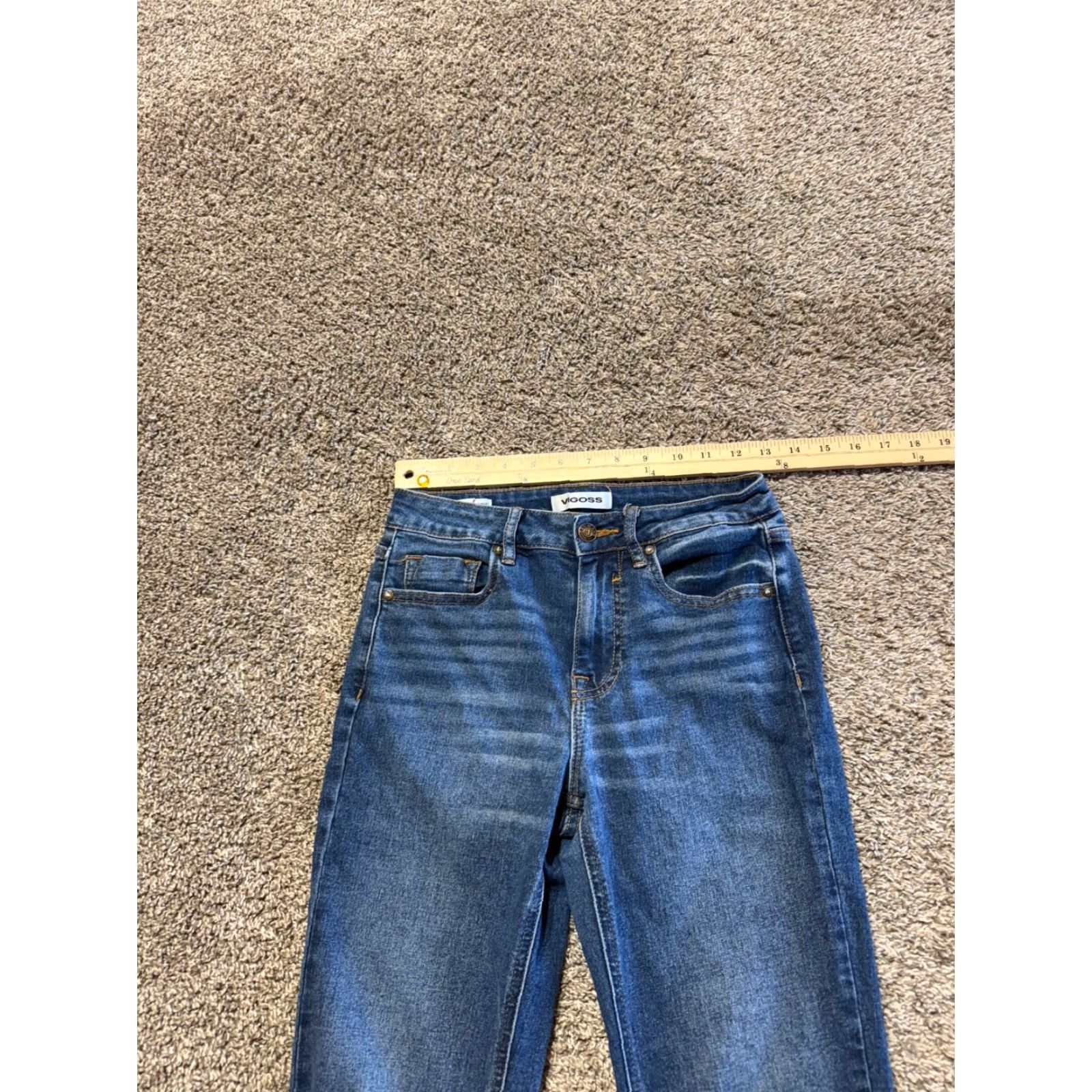 Vintage VIGOSS Women’s Jeans 24 Blue Denim ACE Straight Distressed Stretch Flex Jeans Size 42" / US 20 - 7 Thumbnail