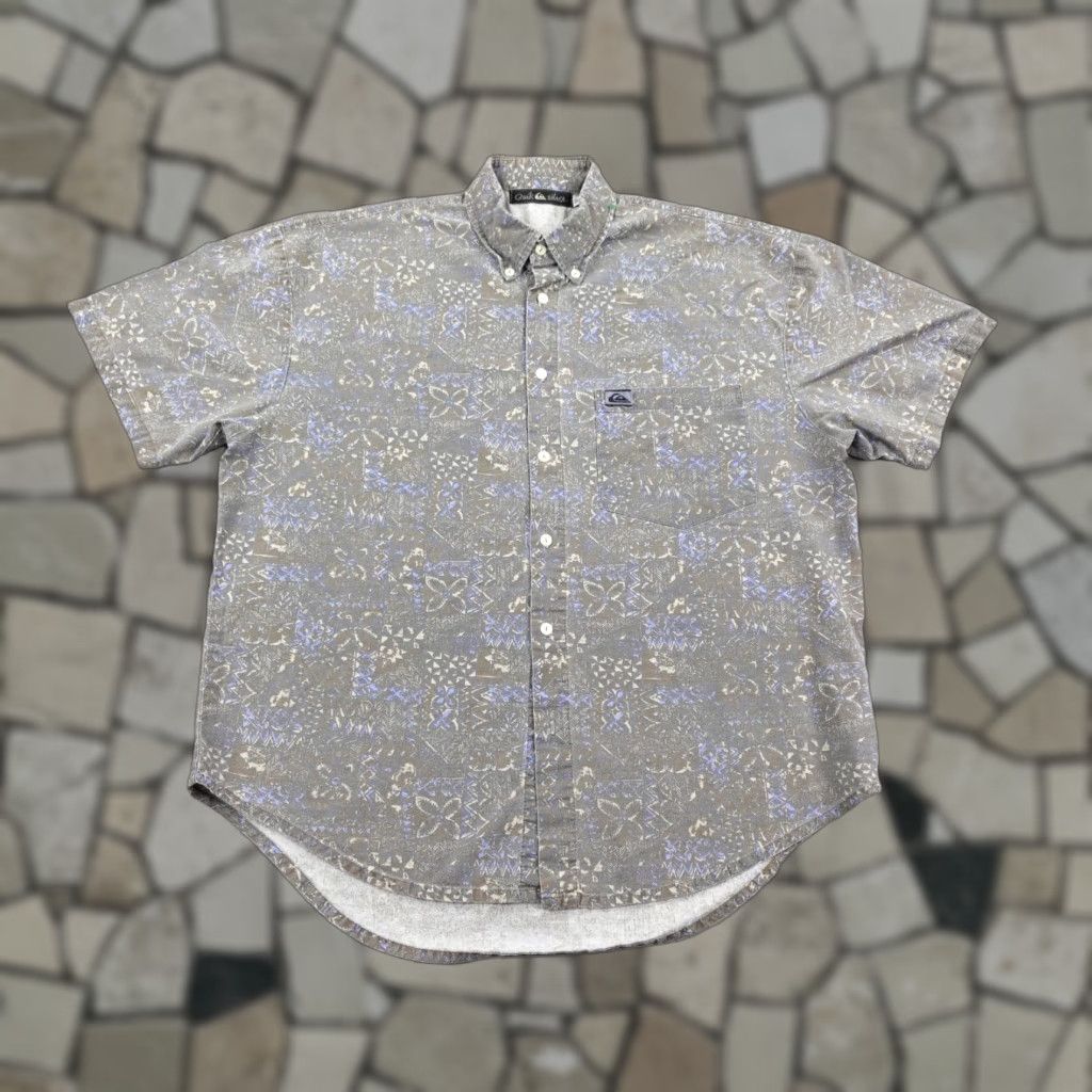 Quiksilver VINTAGE Quiksilver Shirt Mens Small Gray Purple Hawaiian Tribal Button Up 90s Size US S / EU 44-46 / 1 - 1 Thumbnail