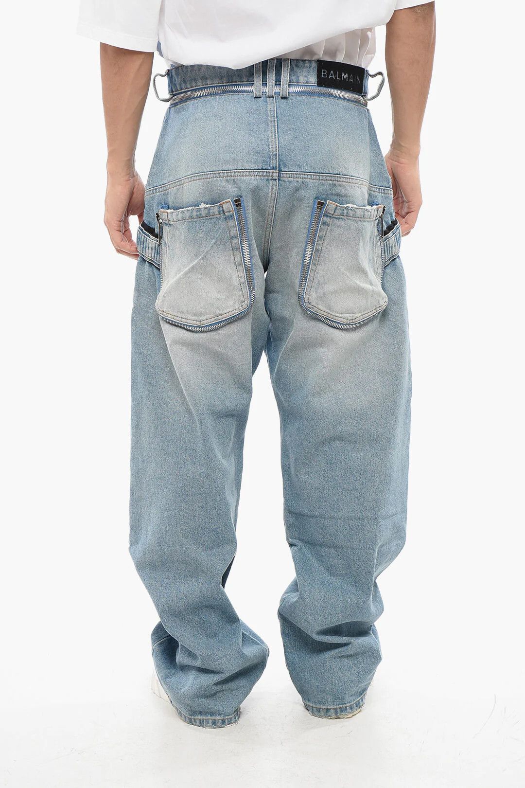 Balmain og1mm0326 Loose-Fit Jeans in Blue Size US 31 - 2 Thumbnail