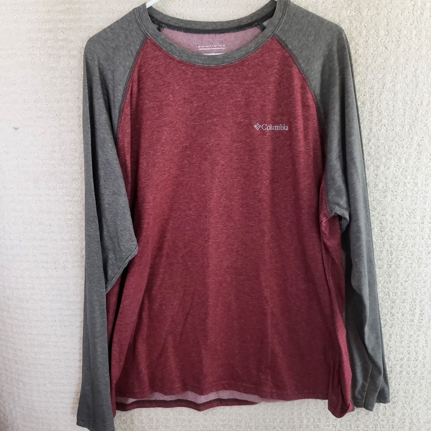 Vintage Columbia Men’s Omni-Wick Baseball Tee Long Sleeve Shirt Heather Red Gray XL Size US XL / EU 56 / 4 - 2 Thumbnail