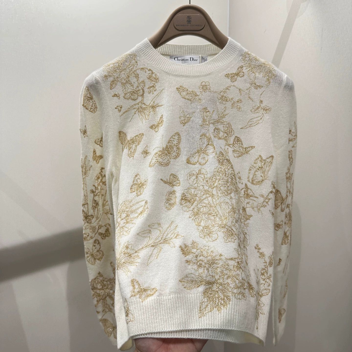 Christian Dior Monsieur Christian Dior mar563 Embroidered Butterfly Gold Wool 34 Size XS / US 0-2 / IT 36-38 - 6 Thumbnail