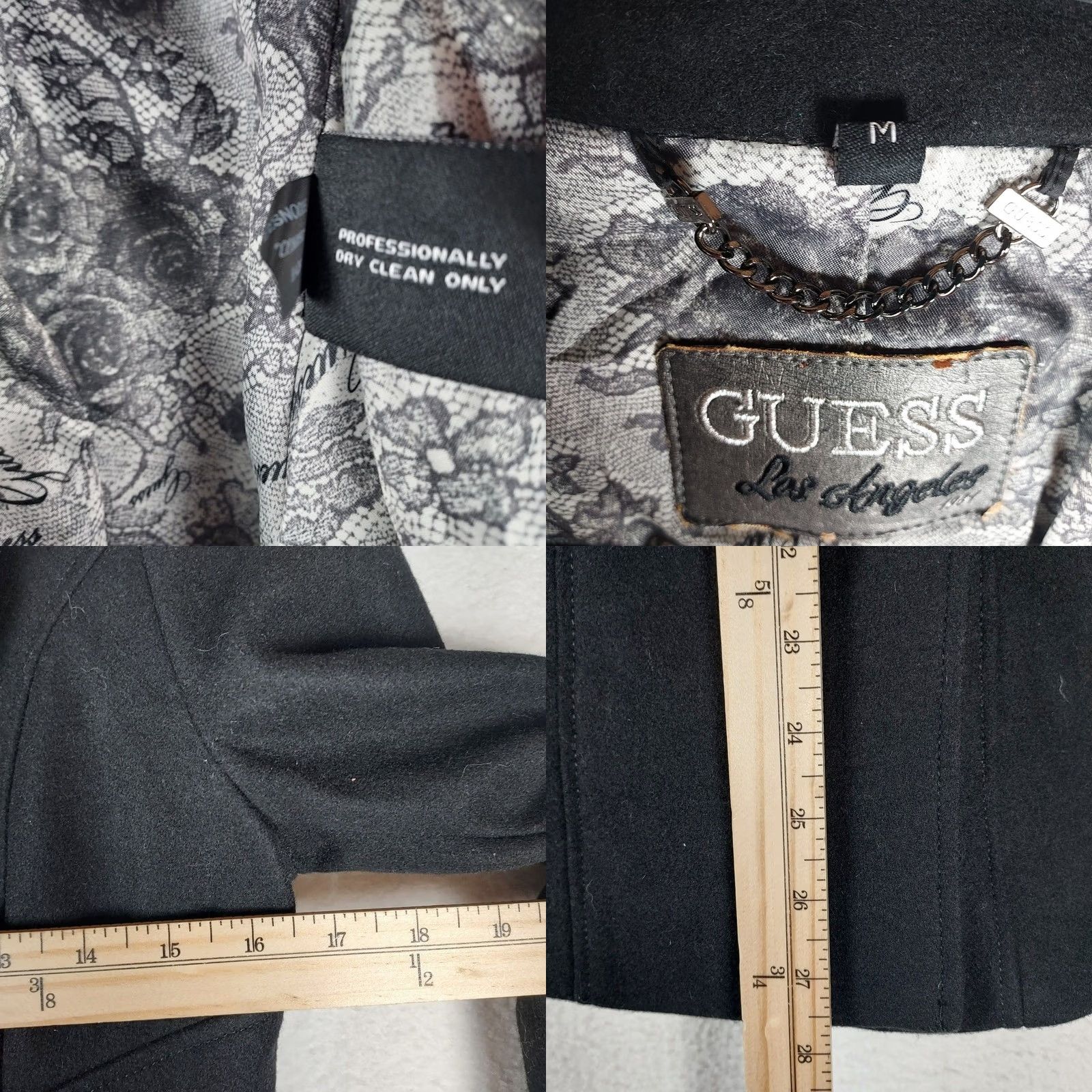 Guess Guess Womens Peacoat Wool Blend Medium Black Double Breasted Winter Coat M XS/OS? Size M / US 6-8 / IT 42-44 - 8 Thumbnail