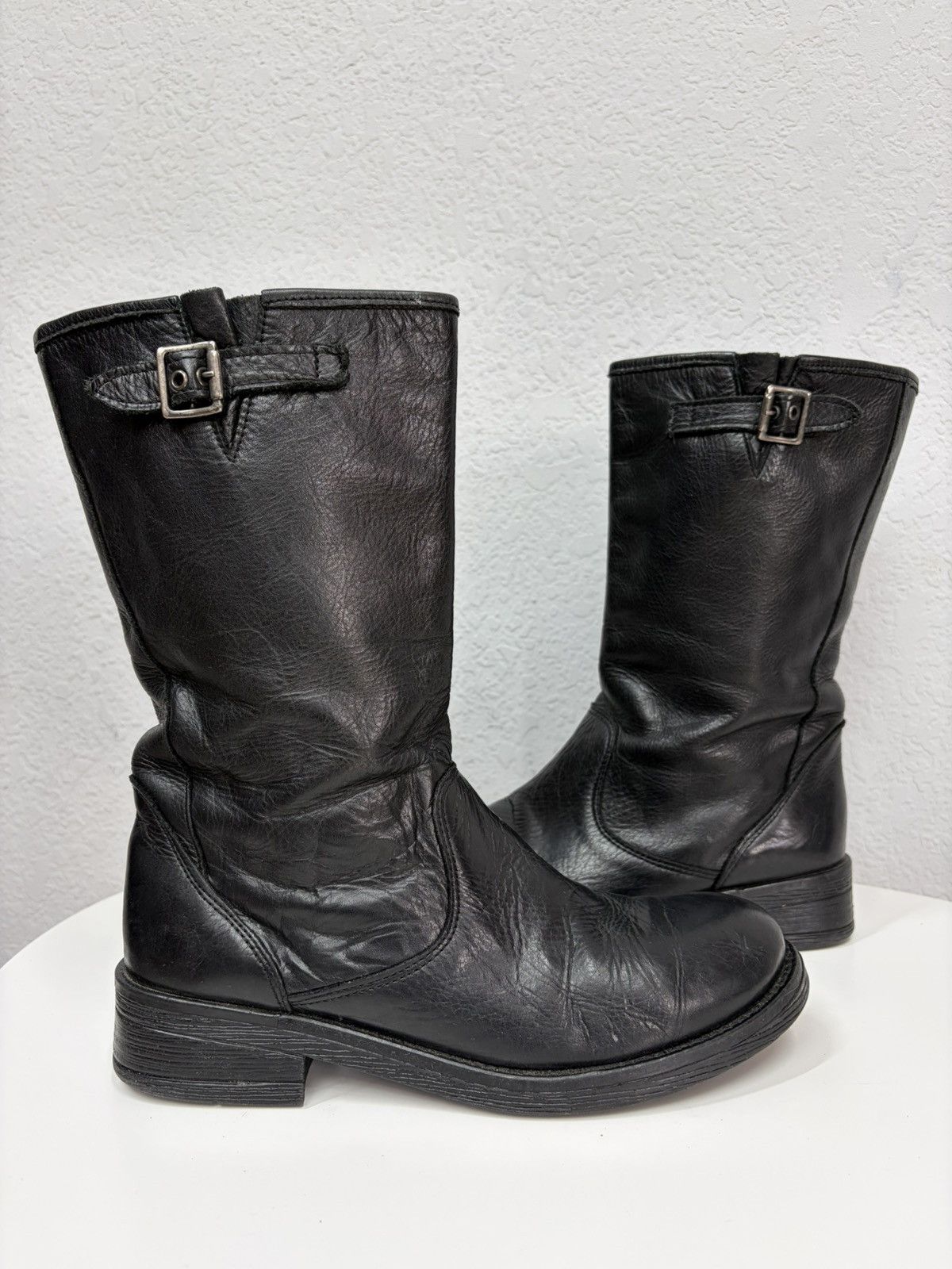 If Six Was Nine Double Buckle Black Moto Boots Red Wing Frye Guidi Inspired Size US 8 / EU 41 - 3 Thumbnail