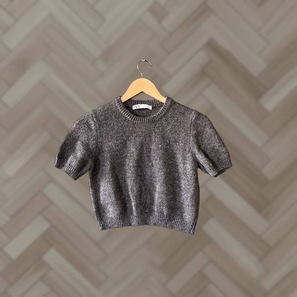 Zara Zara Womens Gray Short Sleeve Knit Shirt size Medium Size M / US 6-8 / IT 42-44 - 1 Thumbnail